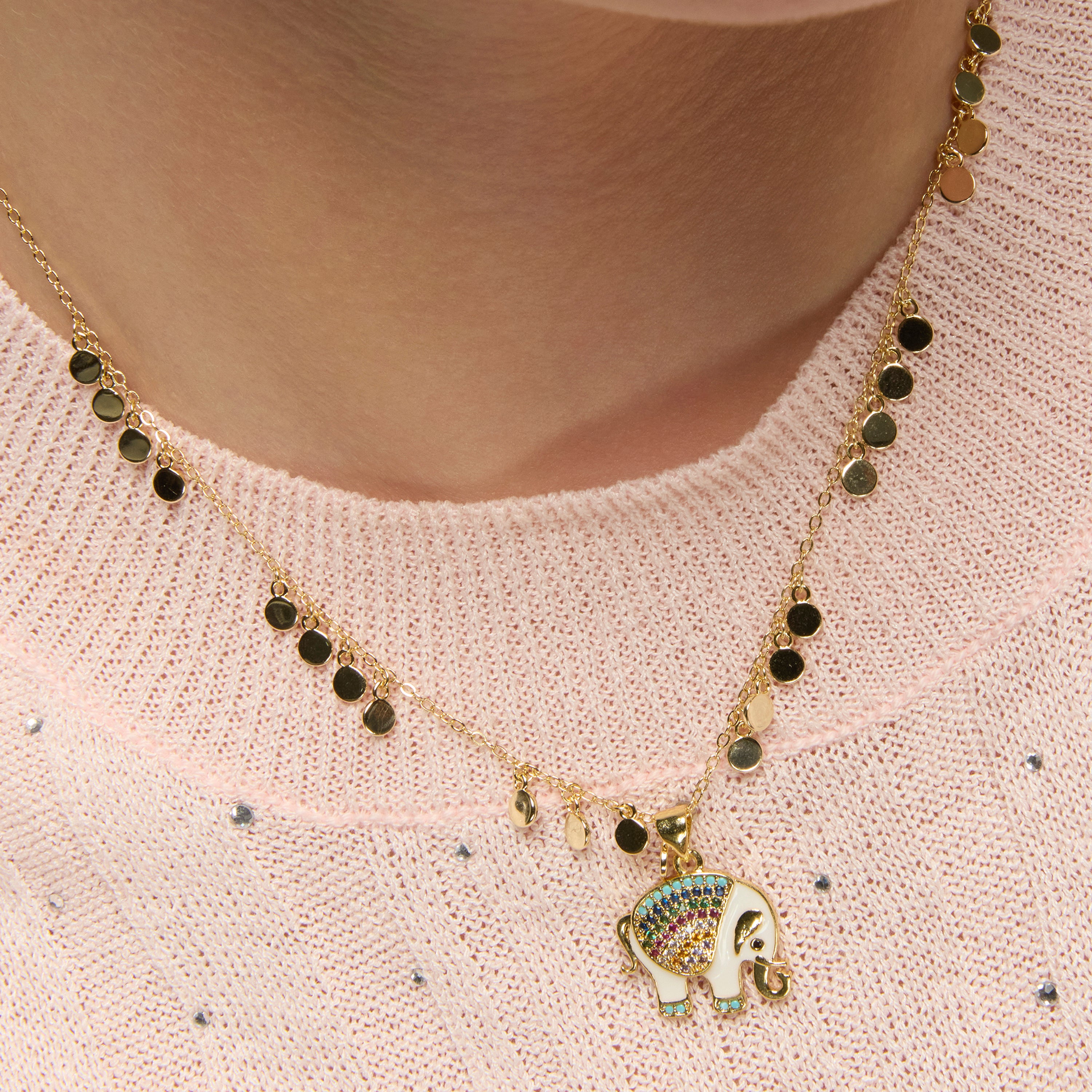 Colar de Prata de Lei 925 e Zircónia Multicolor acabamento em ouro amarelo de 18k - Xikan