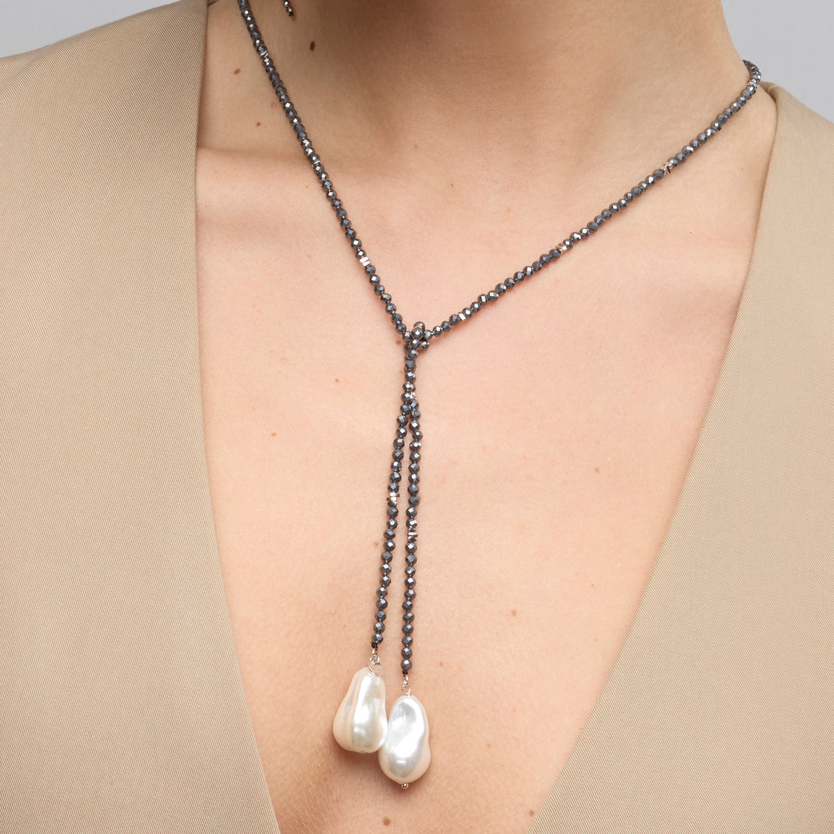 Collier en argent sterling 925 et hématite finition rhodiée - Lorex