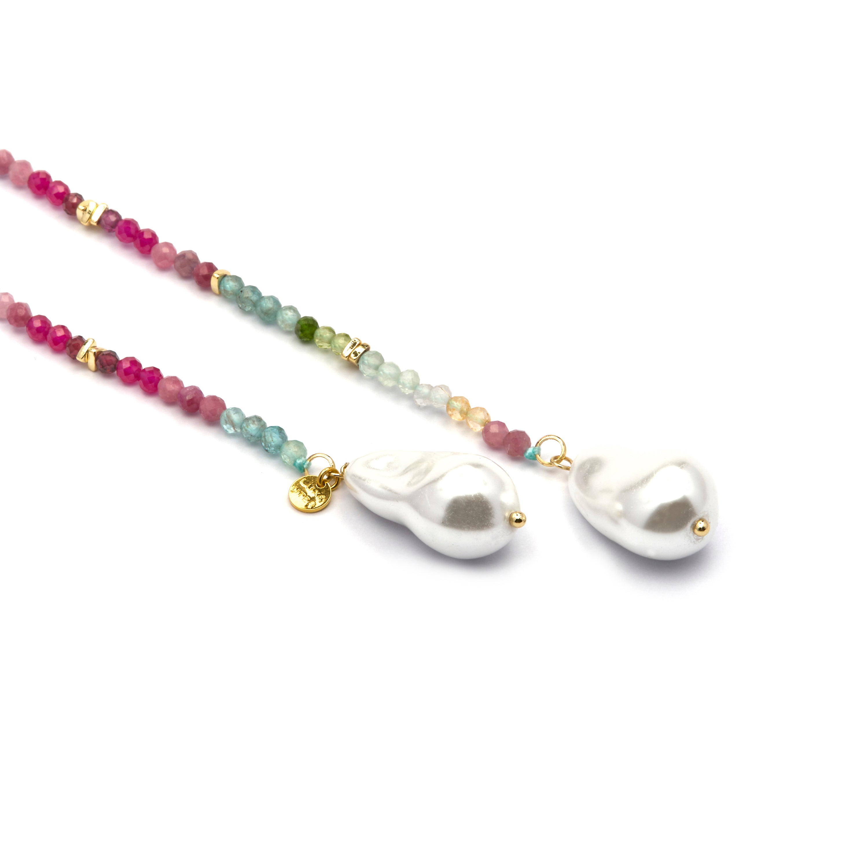 Collar de Plata de Ley 925 y Cristal Multicolor acabado oro amarillo de 18k - Lorex