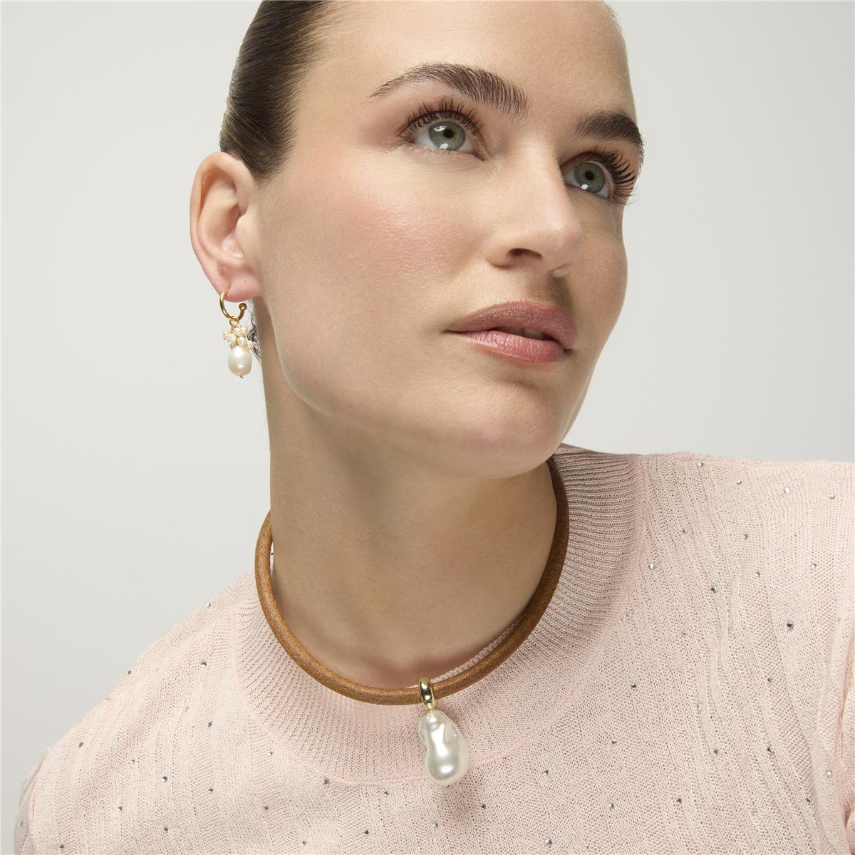 Collar de Plata de Ley 925 y Perla Blanca acabado oro amarillo de 18k - Abongo