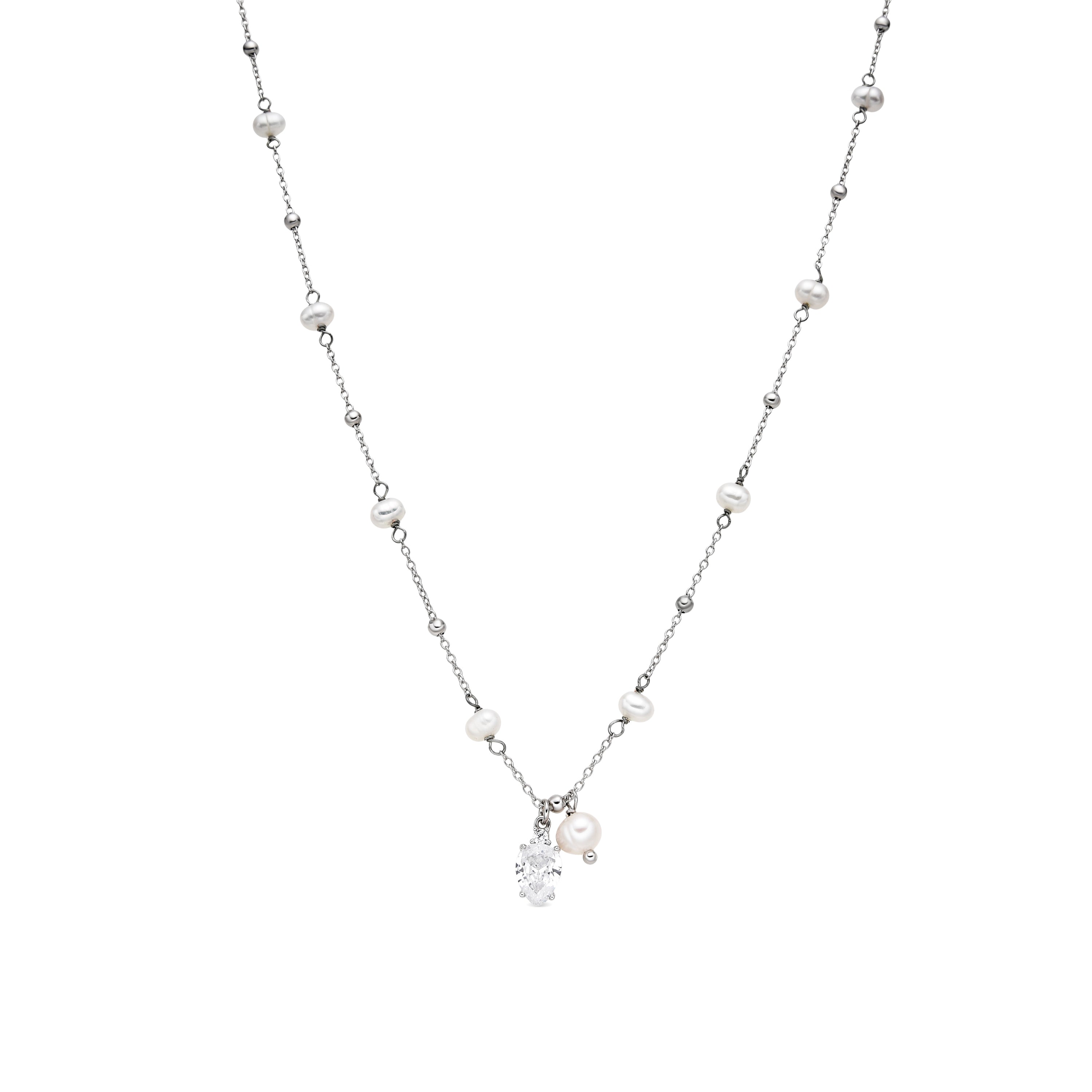 Collar de Plata de Ley 925 y Circonita Brillante acabado rodio - Lebao