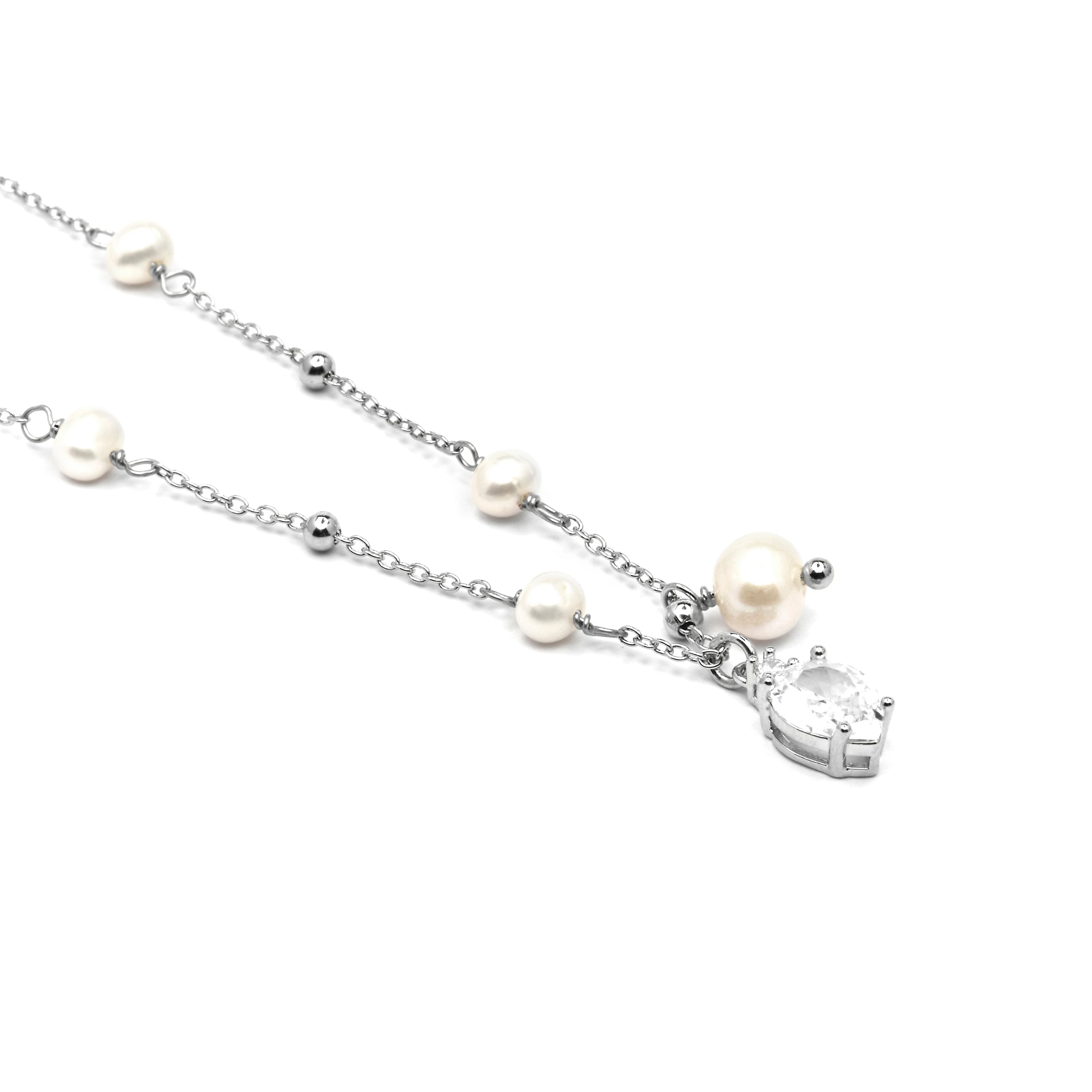 Collana in Argento Sterling 925 e Zirconia Brillante con finitura rodiata - Lebao
