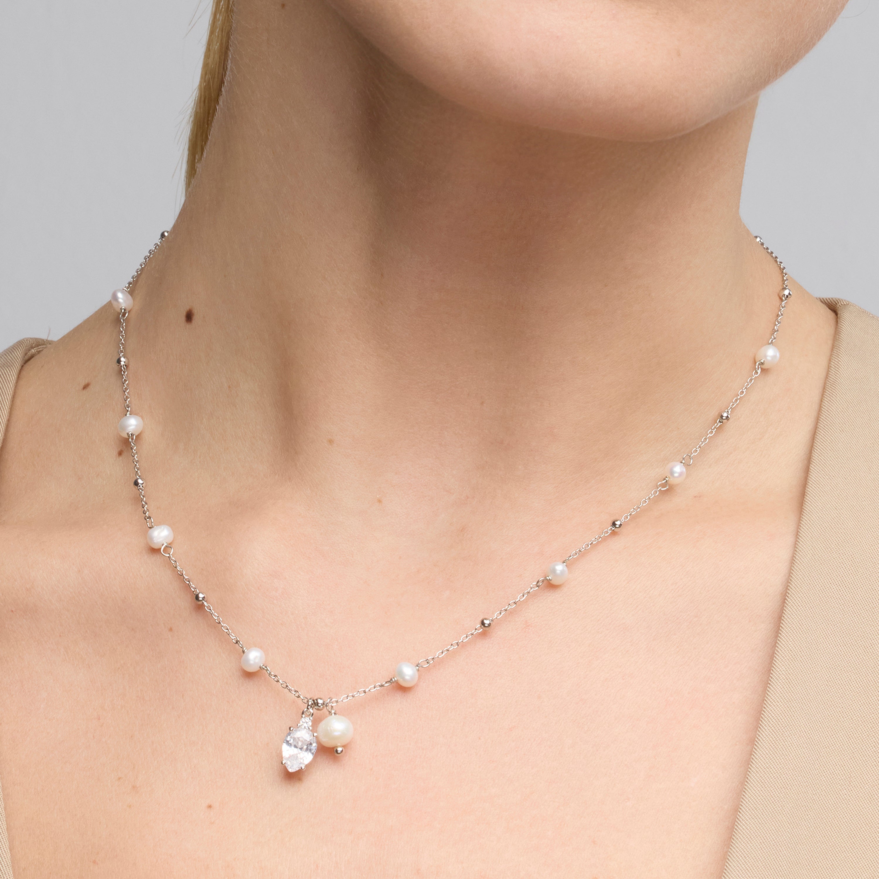Collana in Argento Sterling 925 e Zirconia Brillante con finitura rodiata - Lebao