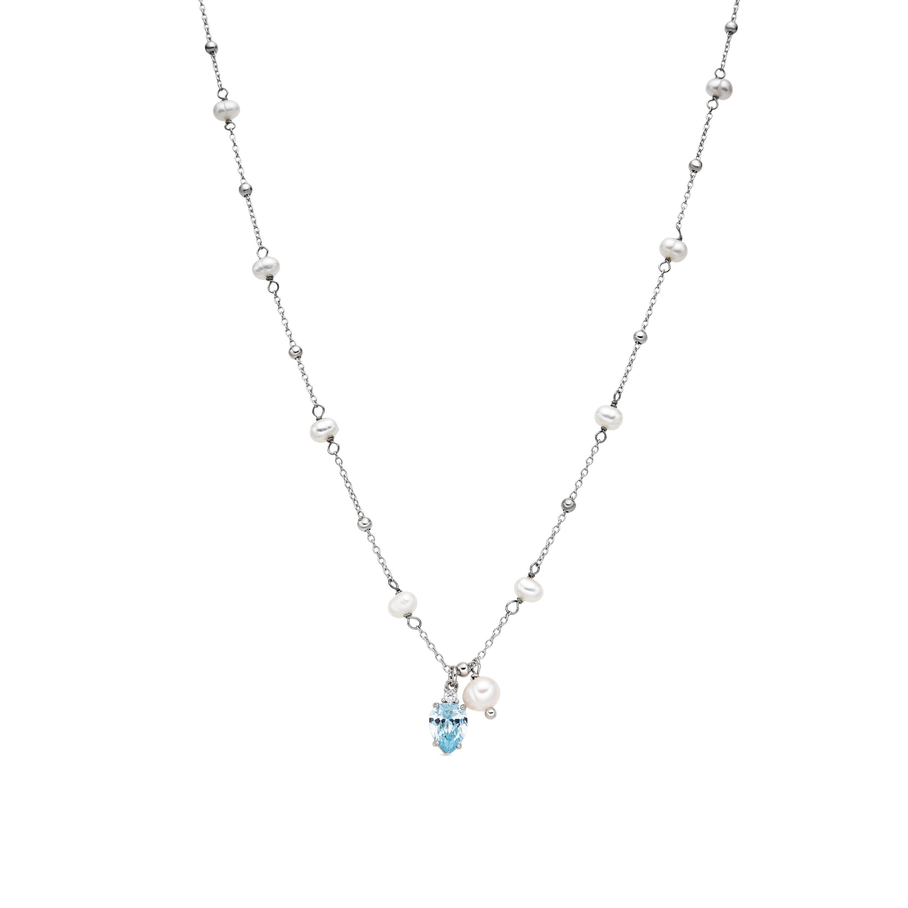 Collana in Argento Sterling 925 e Zirconia Brillante con finitura rodiata - Lebao