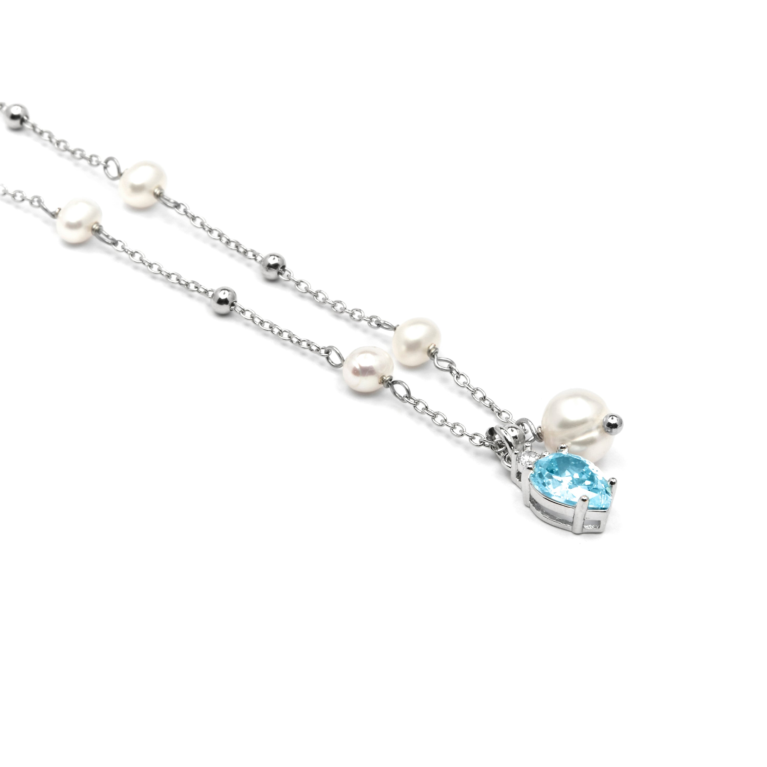 Collana in Argento Sterling 925 e Zirconia Brillante con finitura rodiata - Lebao