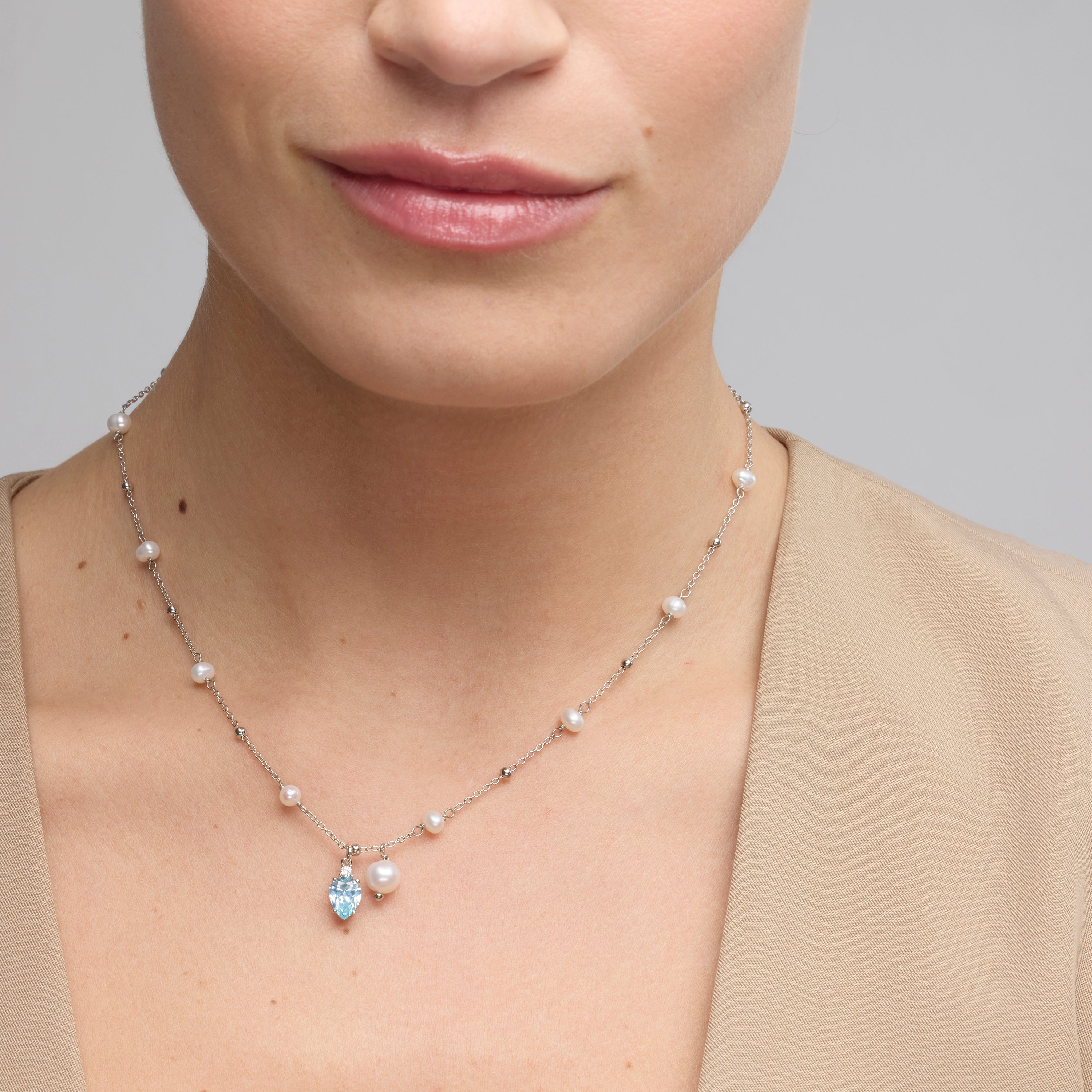 Collana in Argento Sterling 925 e Zirconia Brillante con finitura rodiata - Lebao