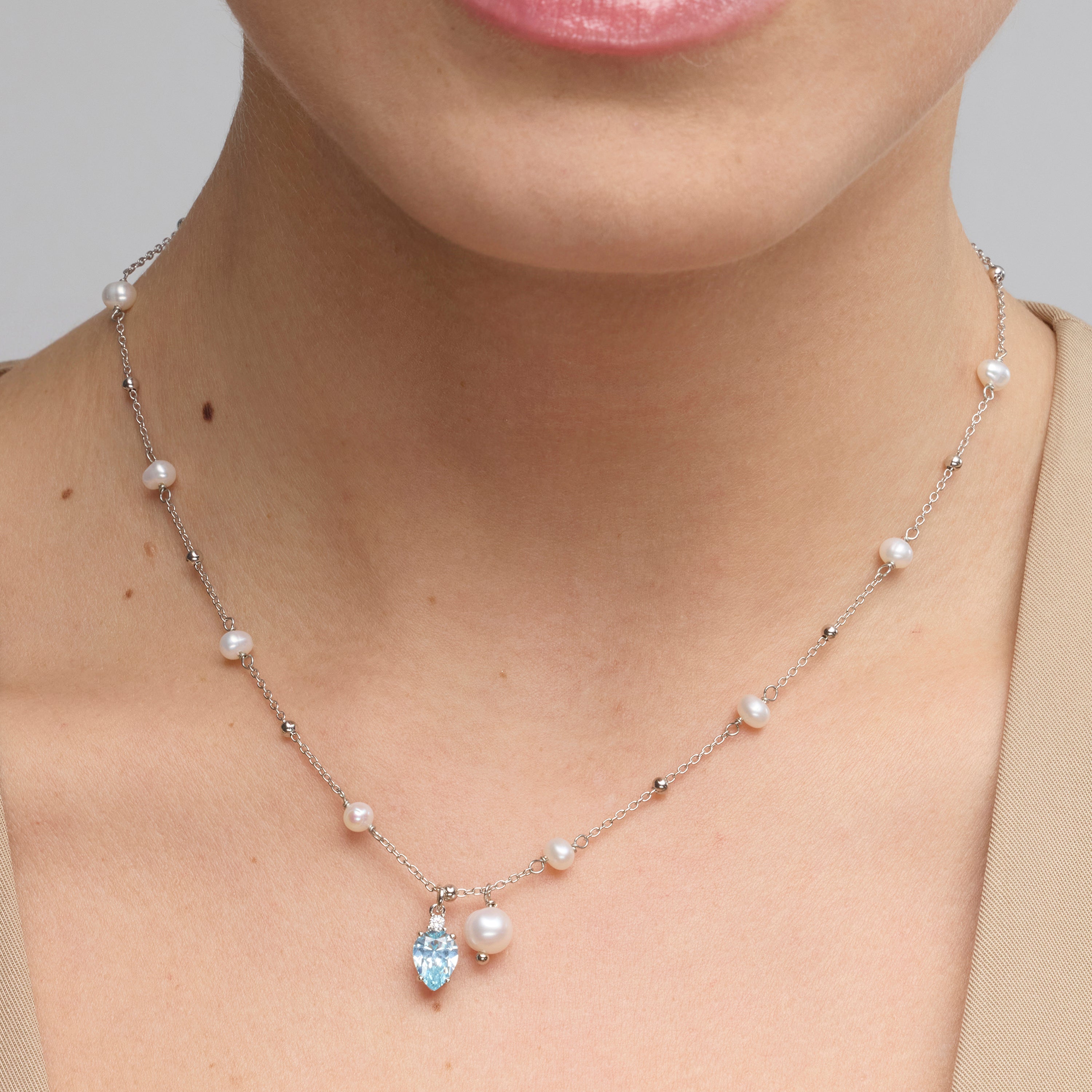 Collana in Argento Sterling 925 e Zirconia Brillante con finitura rodiata - Lebao