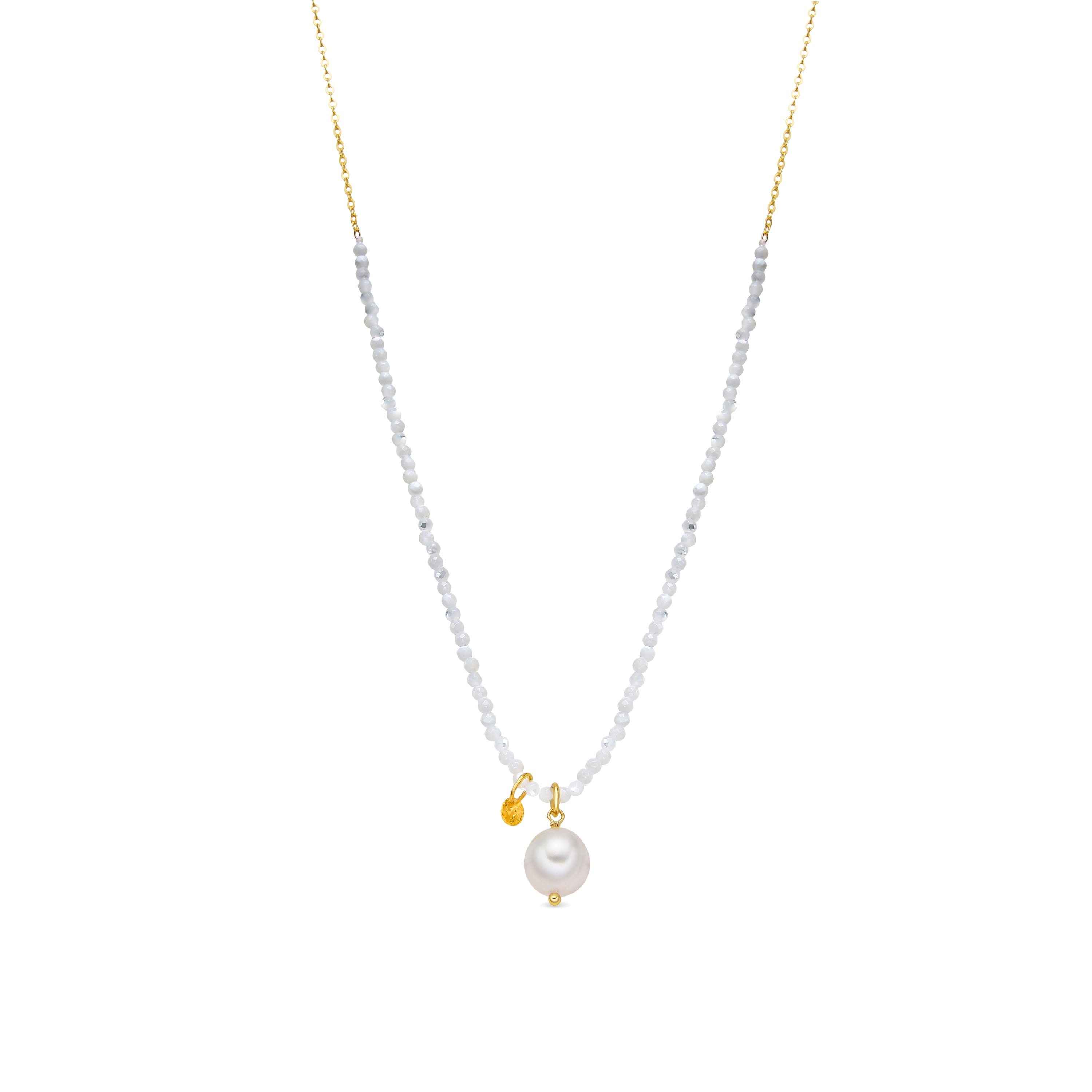 Halskette aus 925er Sterlingsilber und weißem Kristall mit 18k Gelbgold-Finish - Husu