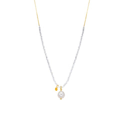 Collar de Plata de Ley 925 y Cristal Blanco acabado oro amarillo de 18k - Husu