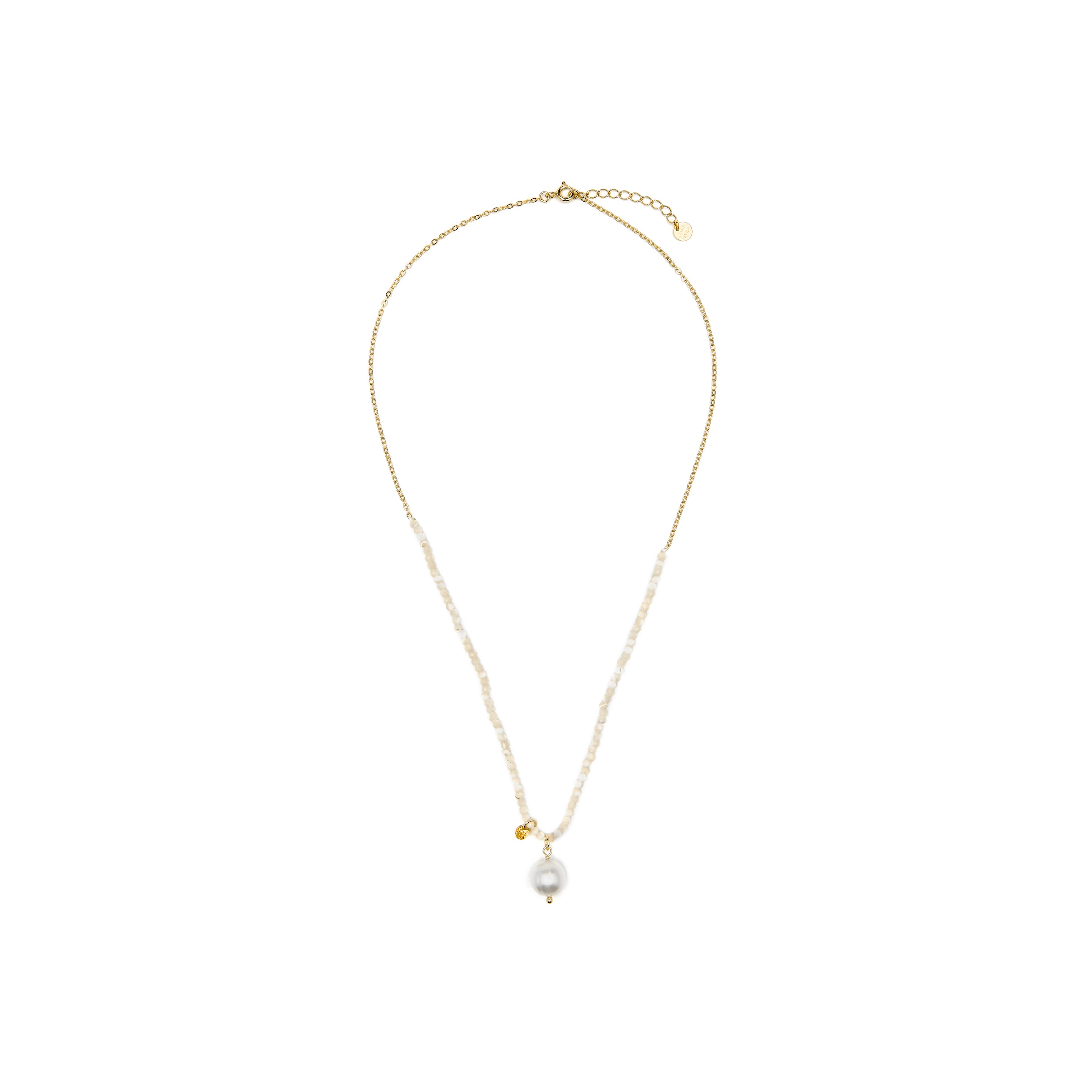 Collar de Plata de Ley 925 y Cristal Blanco acabado oro amarillo de 18k - Husu