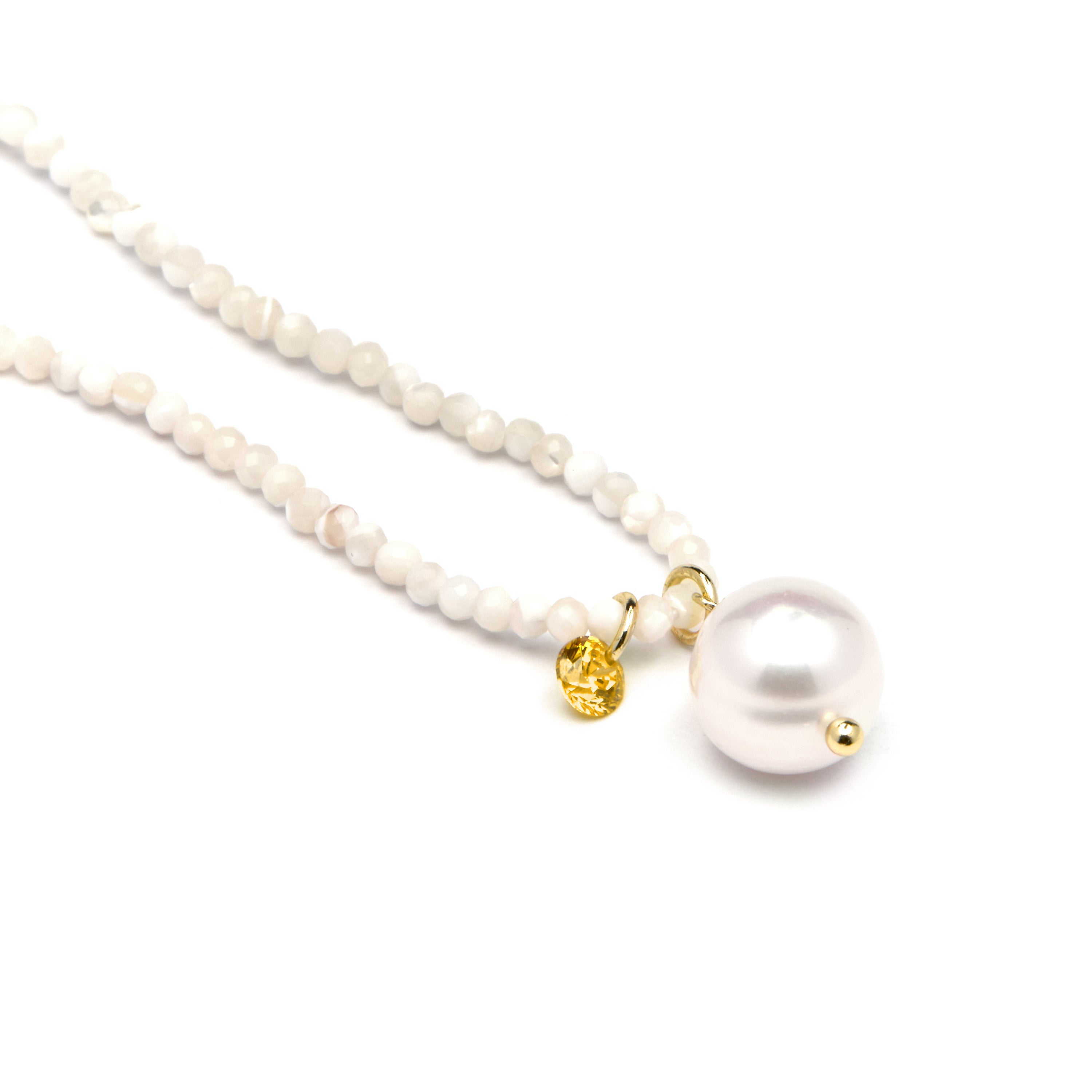 Collar de Plata de Ley 925 y Cristal Blanco acabado oro amarillo de 18k - Husu