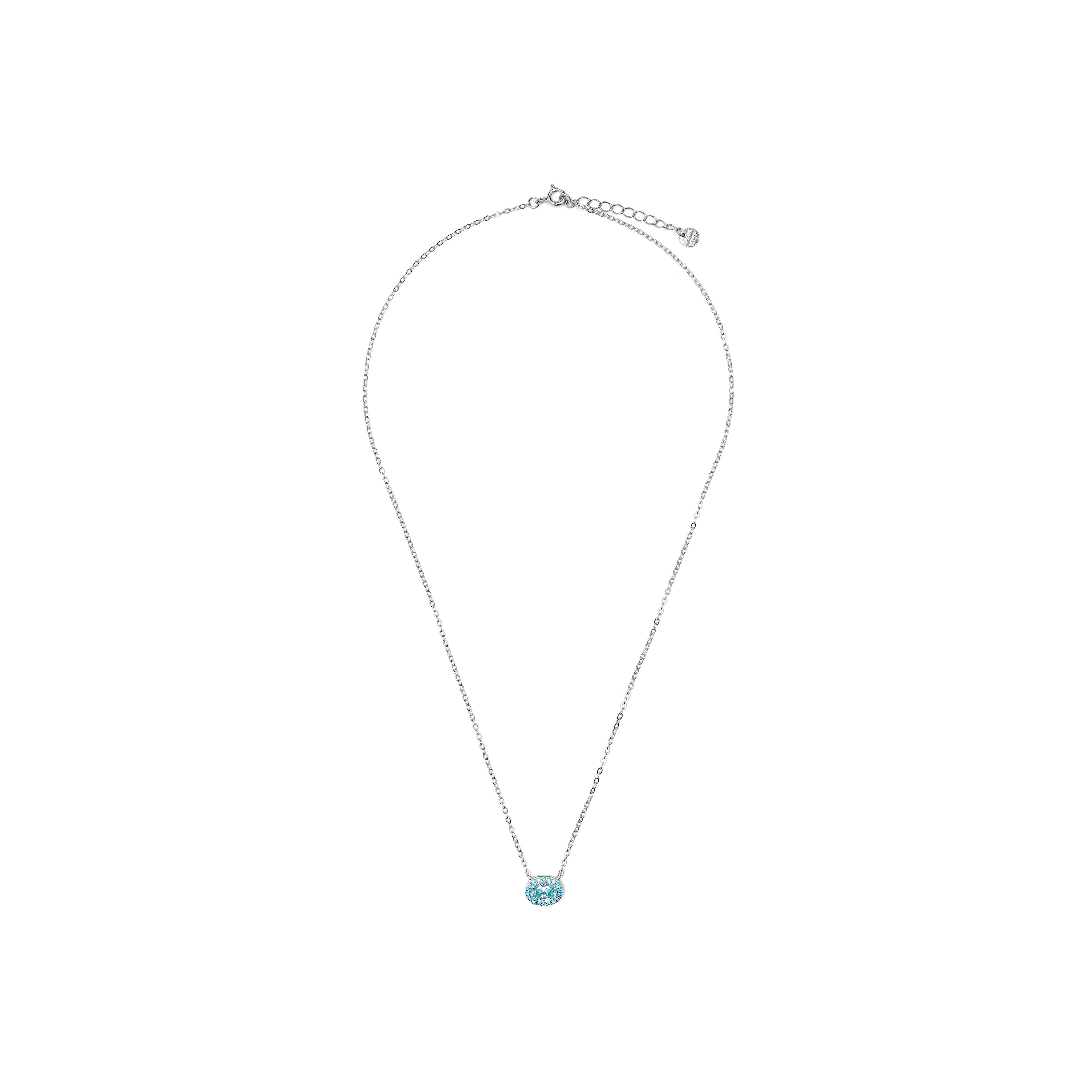 Halskette aus 925er Sterlingsilber und Aquamarin-Zirkonia mit Rhodium-Finish - Unxo