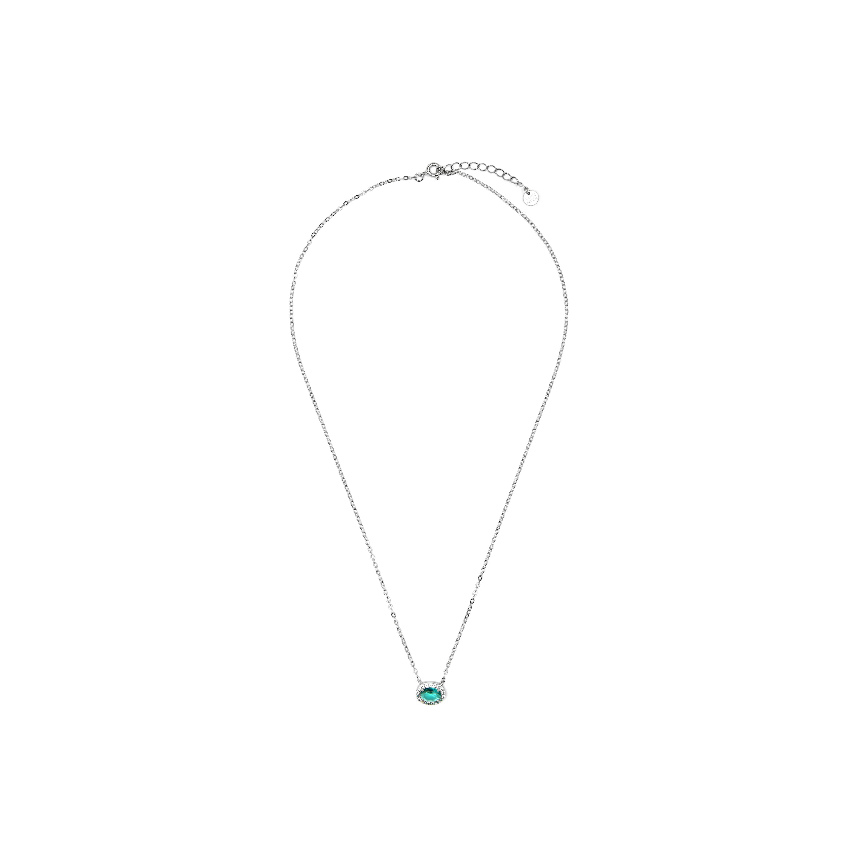 Halskette aus 925er Sterlingsilber und Aquamarin-Zirkonia mit Rhodium-Finish - Unxo