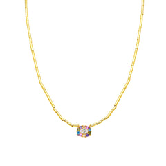 Collar de Plata de Ley 925 y Circonita Multicolor acabado oro amarillo de 18k - Mezay