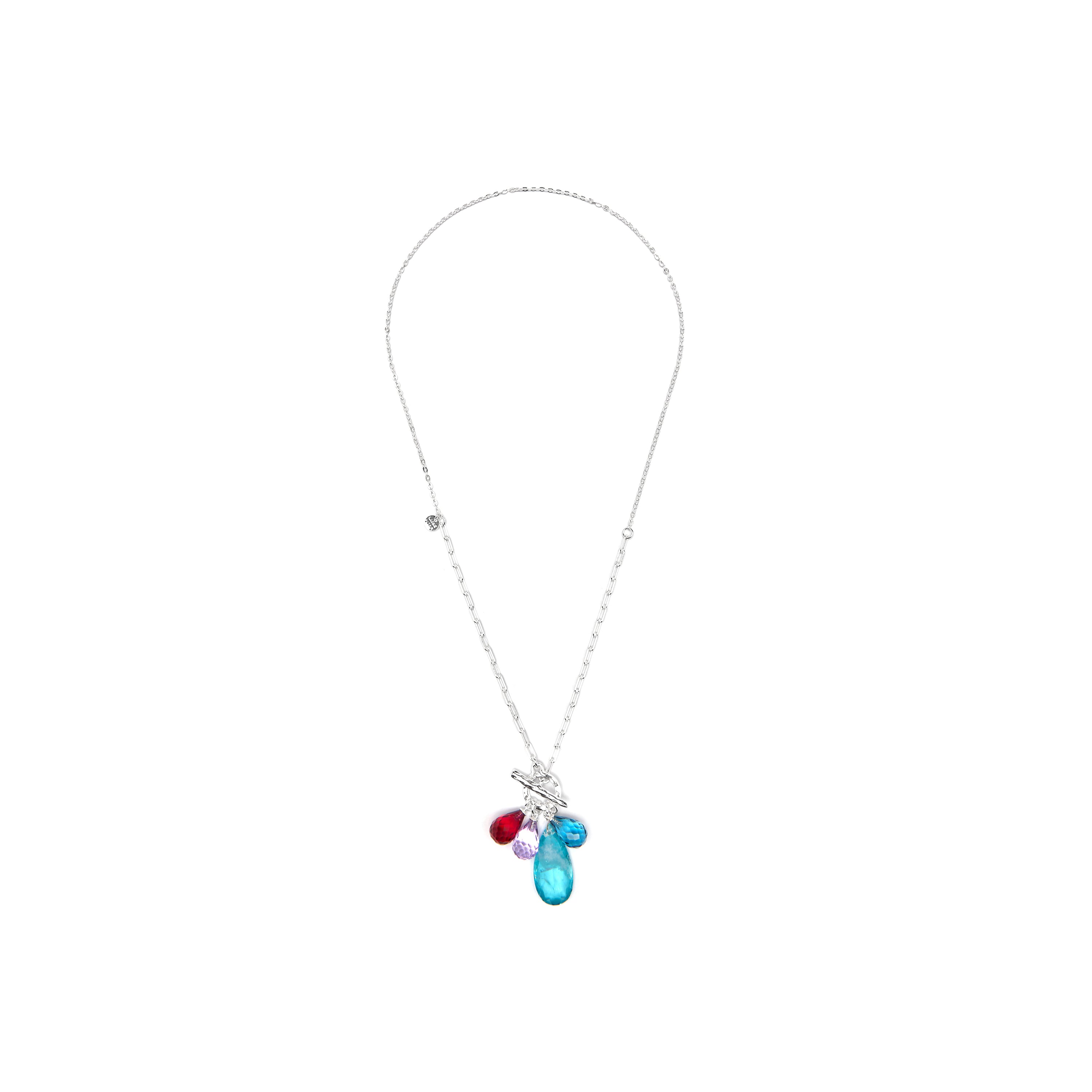 Collar de Plata de Ley 925 y Cuarzo Hidrotermal Aguamarina acabado rodio - Wada