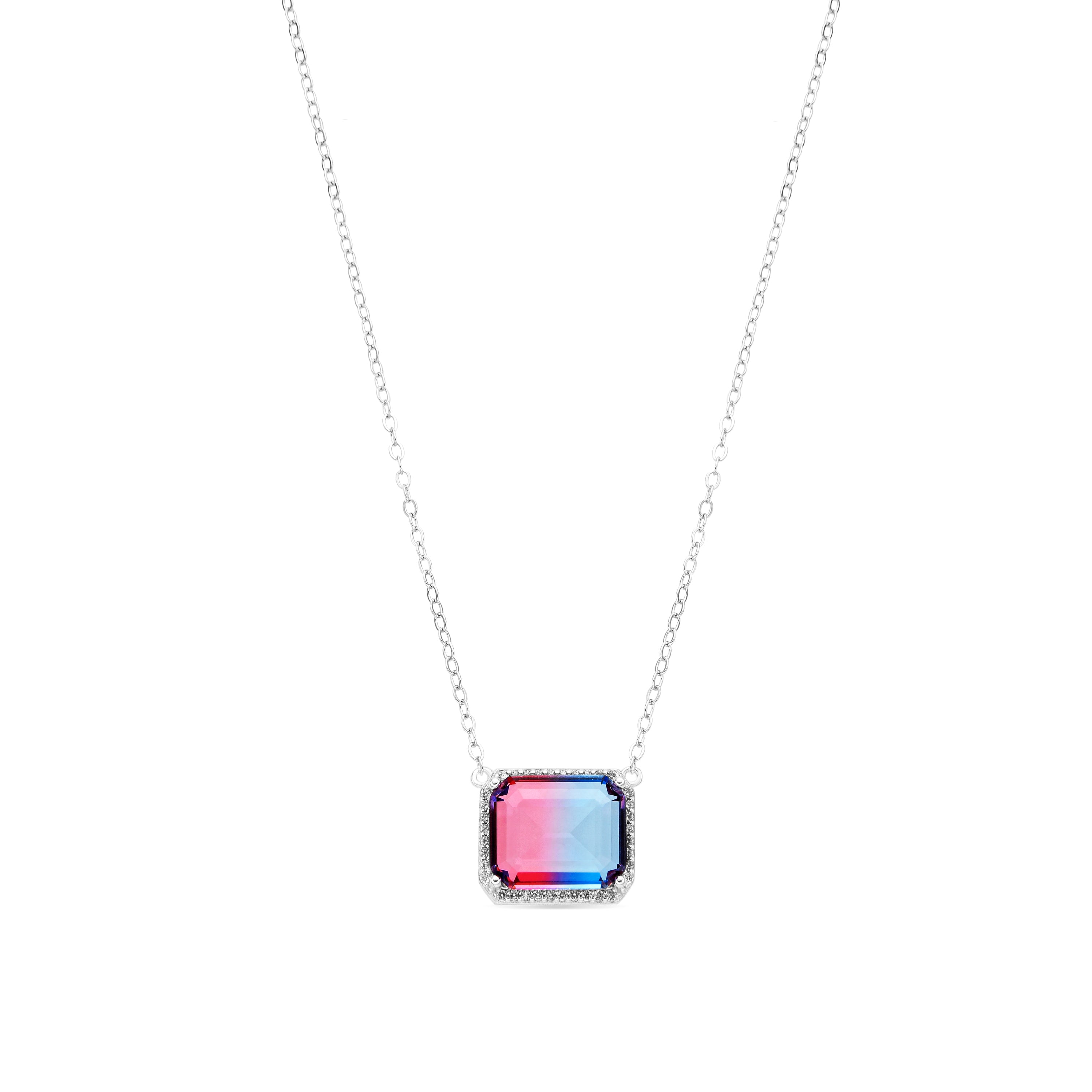 Collana in Argento Sterling 925 e Quarzo Idrotermale Blu Degradato finitura rodio - Kakan