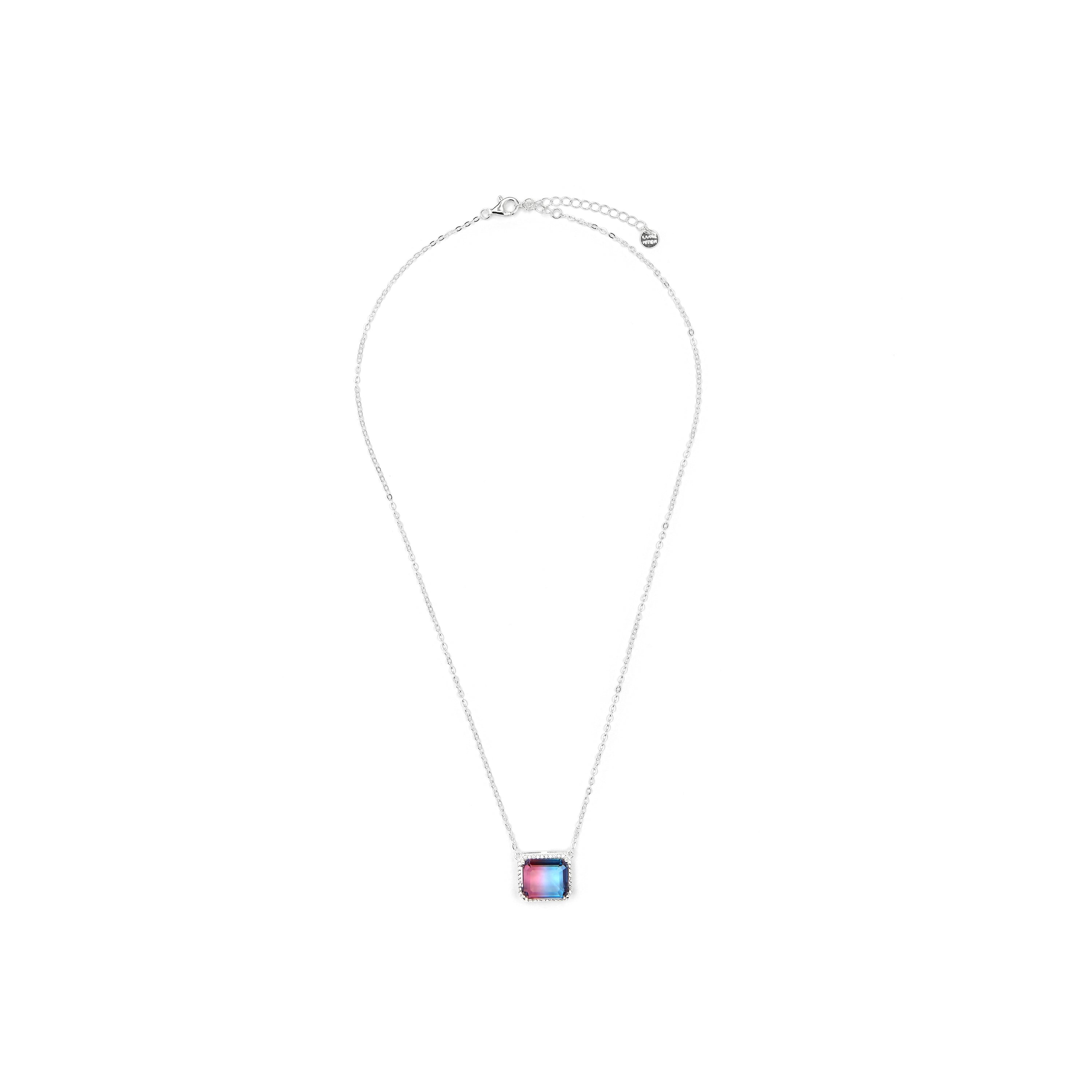 Collier en argent sterling 925 et quartz hydrothermal bleu dégradé finition rhodiée - Kakan