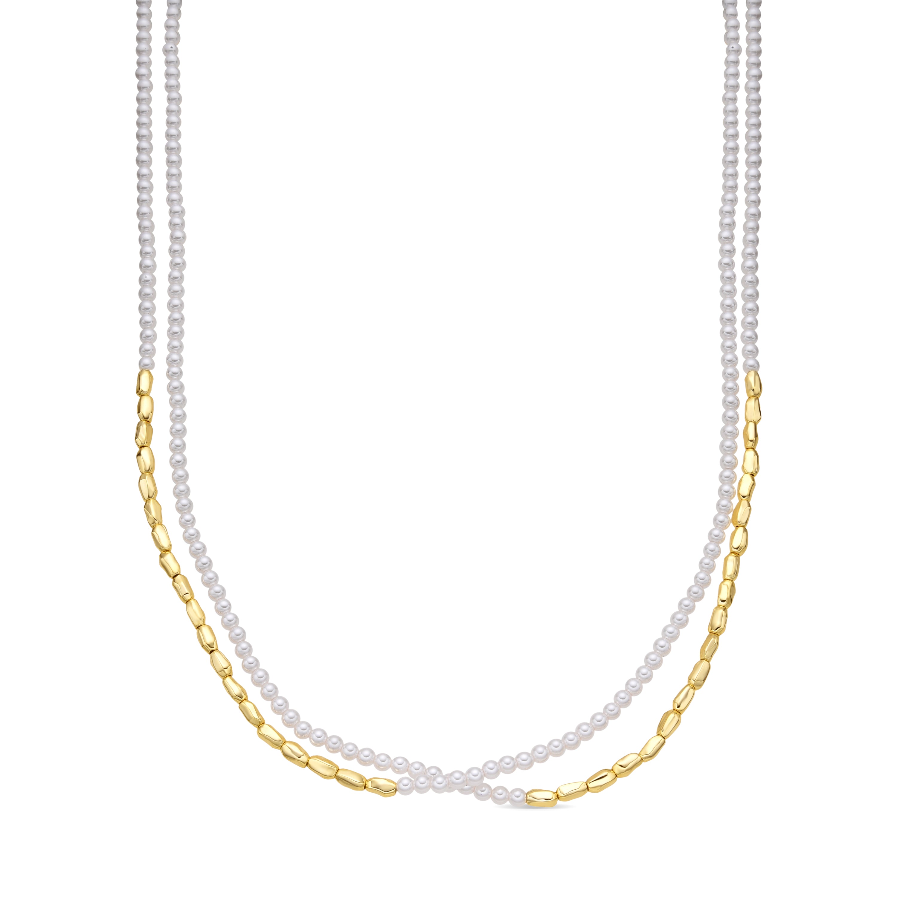 Collana in Argento Sterling 925 e Perla Bianca con finitura in oro giallo 18k - Noma