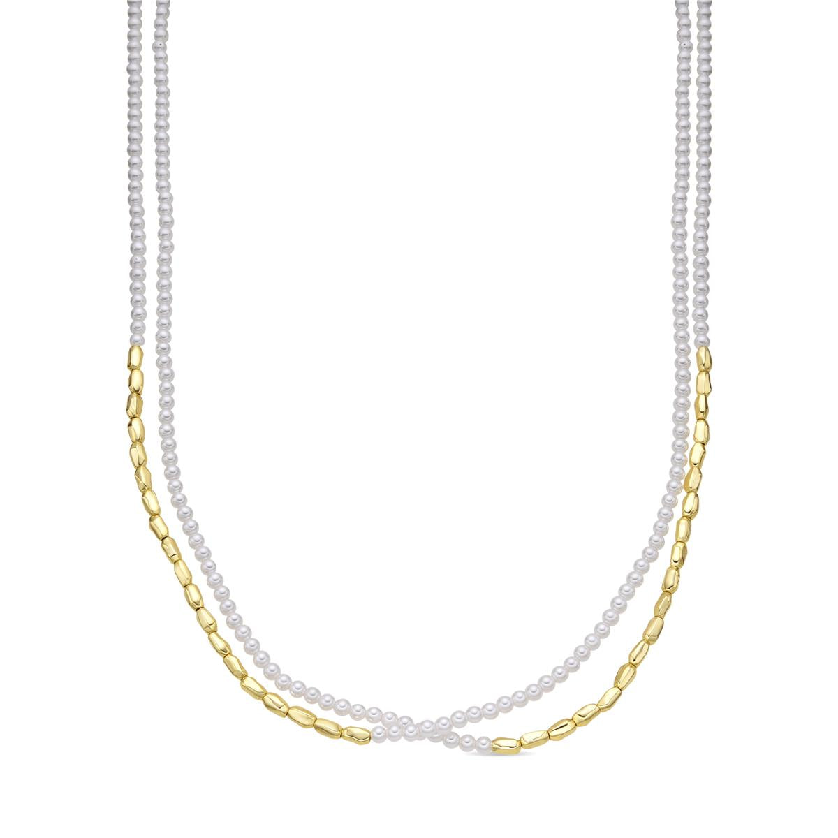 Halskette aus 925er Sterlingsilber und weißer Perle mit 18k Gelbgold-Finish - Noma