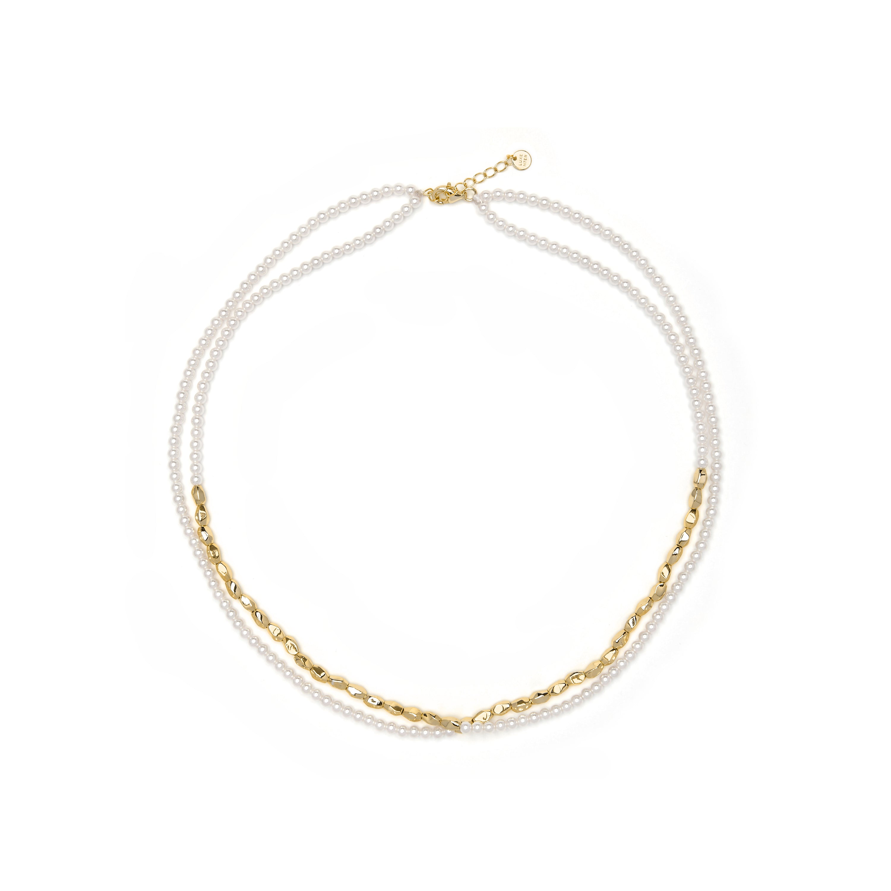 Collana in Argento Sterling 925 e Perla Bianca con finitura in oro giallo 18k - Noma