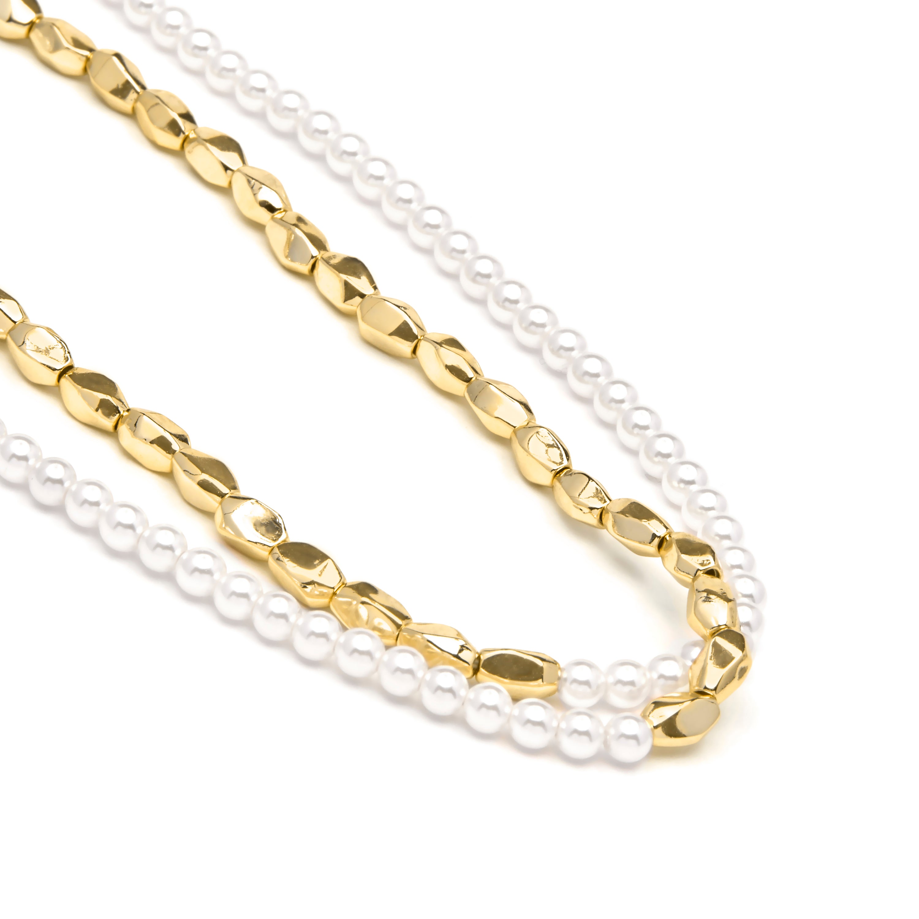 Collana in Argento Sterling 925 e Perla Bianca con finitura in oro giallo 18k - Noma