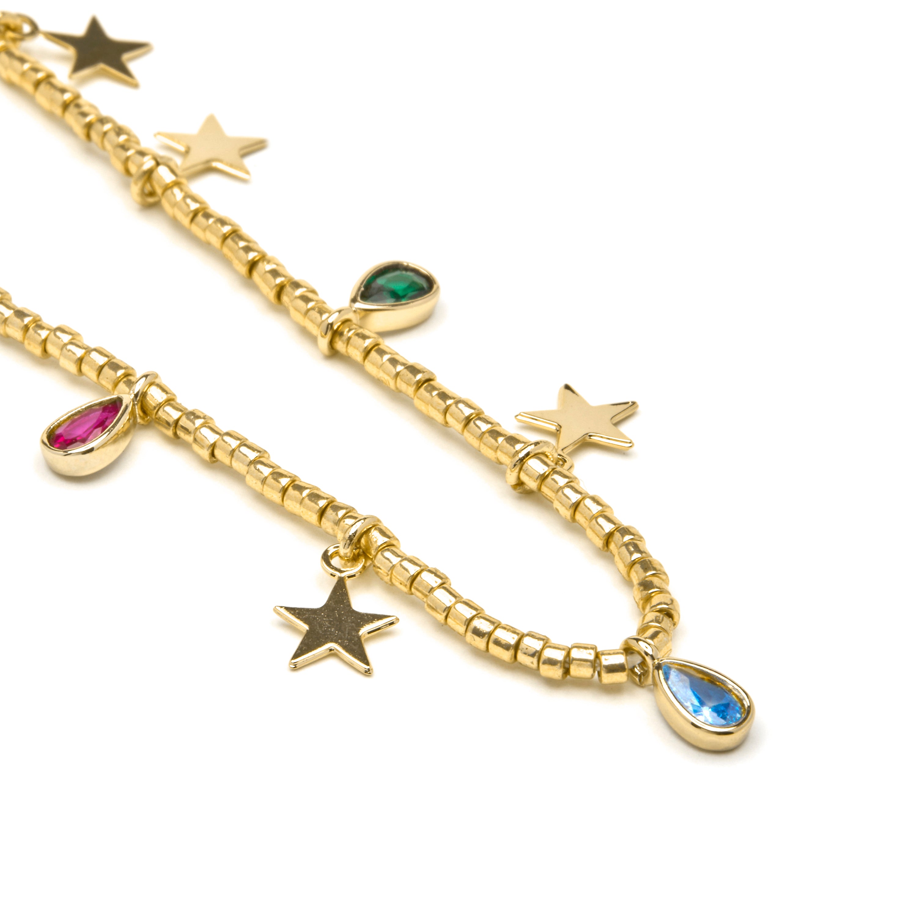 Halskette aus 925er Sterlingsilber und mehrfarbigem Zirkonia mit 18k Gelbgold-Finish - Itza