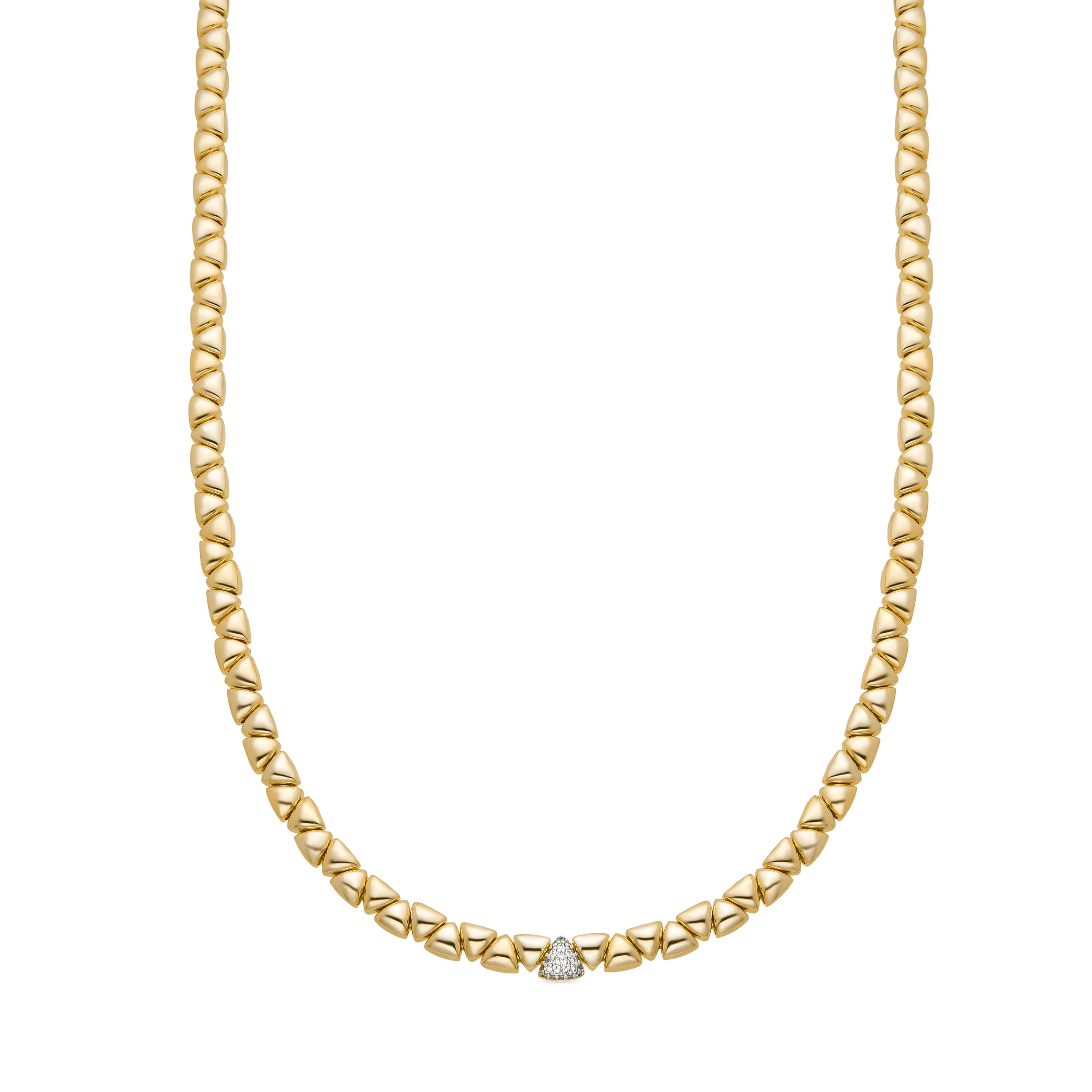 925 Sterling Silver Necklace with Brilliant Zirconia finished in 18k Yellow Gold - Gaskel