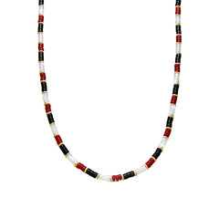 Collar de Plata de Ley 925 y Coral acabado oro amarillo de 18k - Siraba