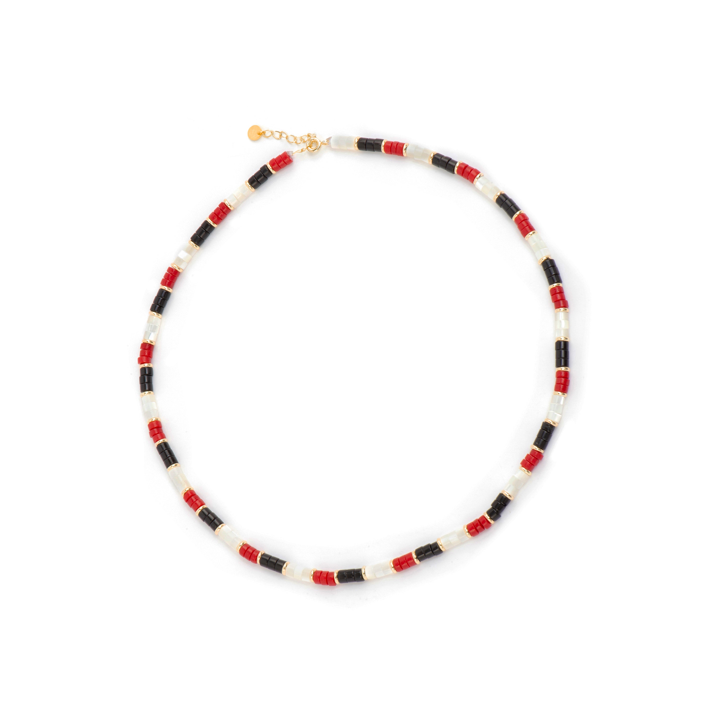 Collar de Plata de Ley 925 y Coral acabado oro amarillo de 18k - Siraba