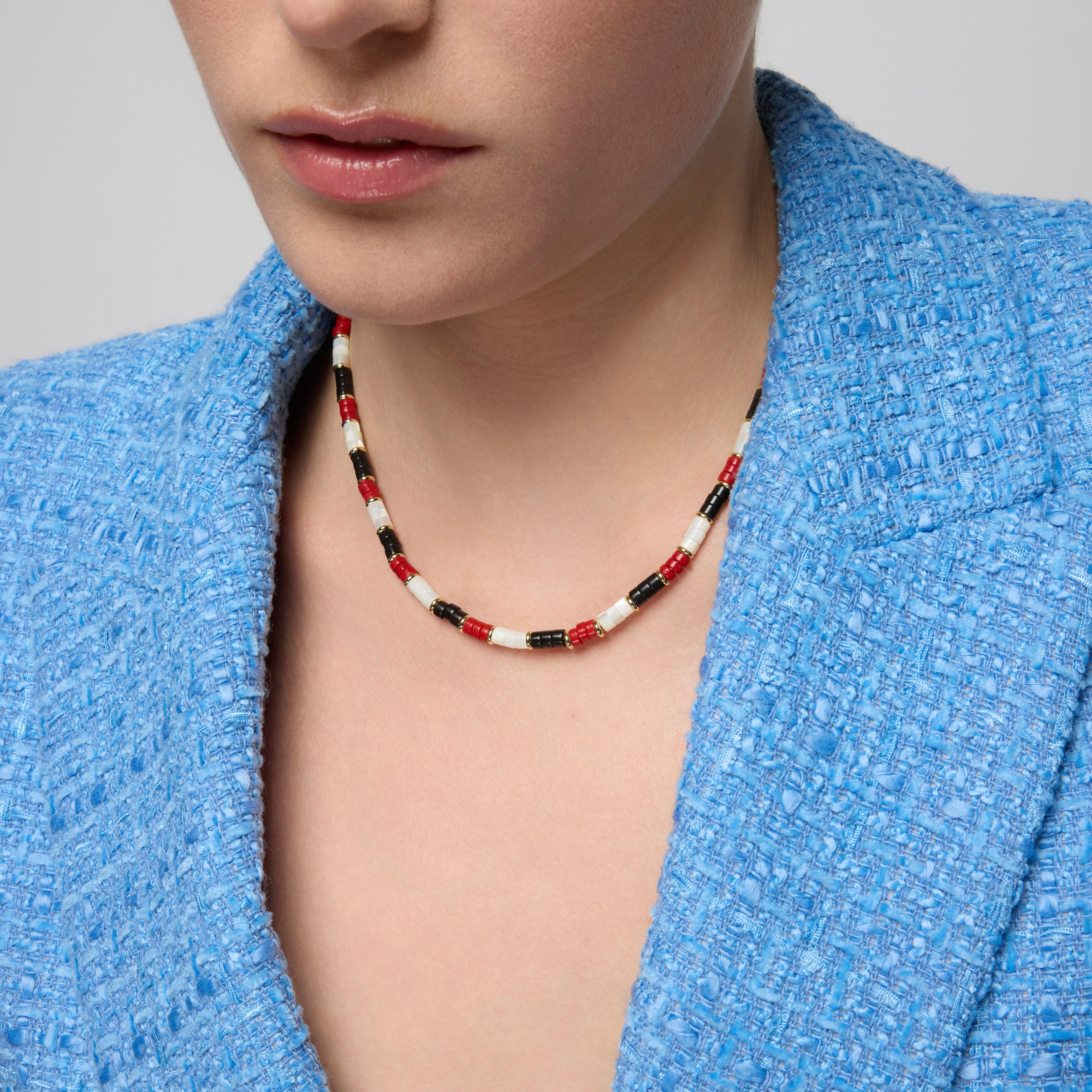 925er Silberhalskette und Koralle mit 18k Gelbgold-Finish - Siraba