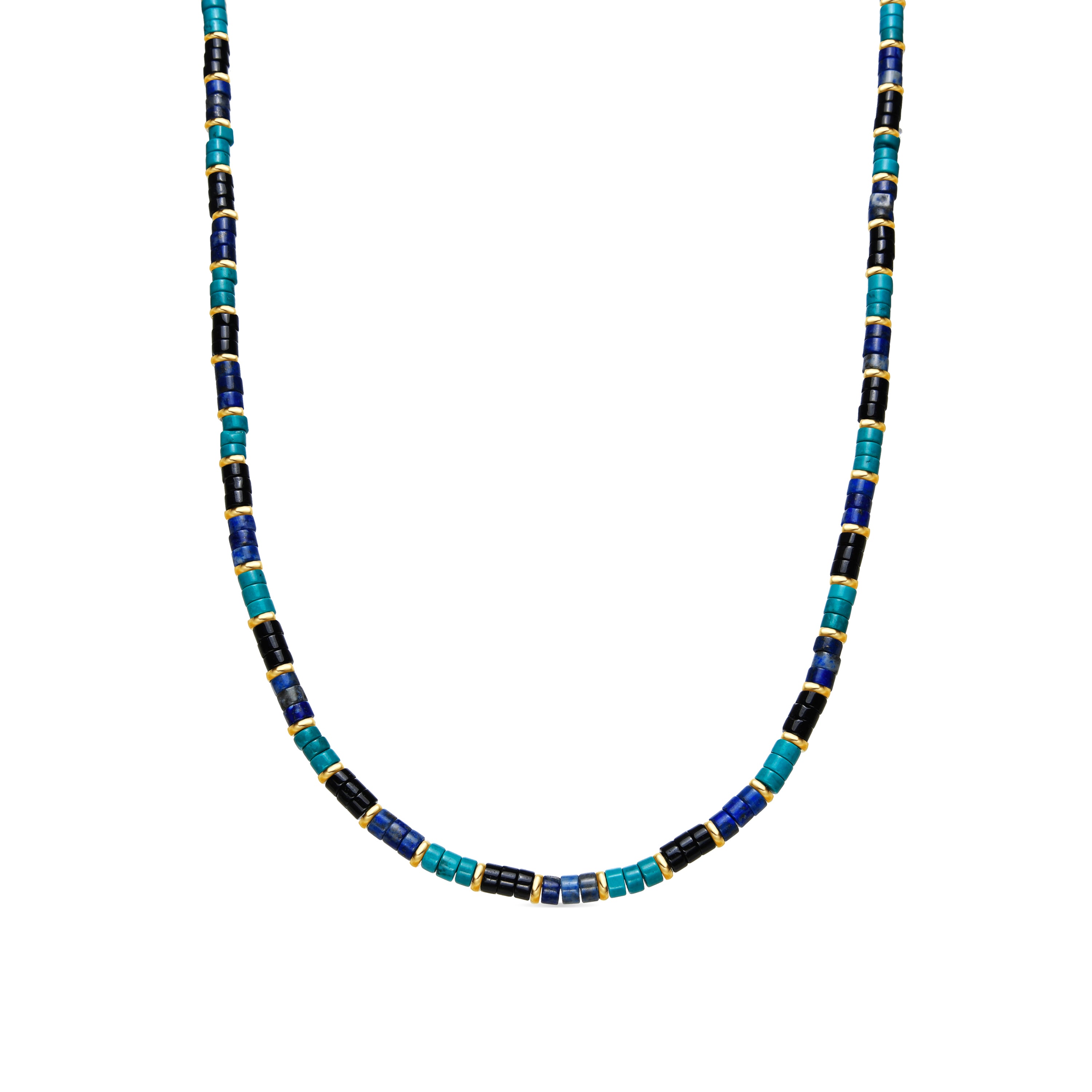 Collar de Plata de Ley 925 y Turquesa acabado oro amarillo de 18k - Bathim