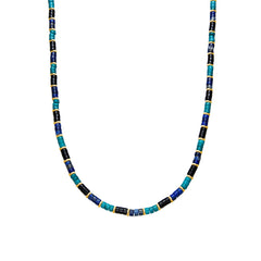 Collar de Plata de Ley 925 y Turquesa acabado oro amarillo de 18k - Bathim