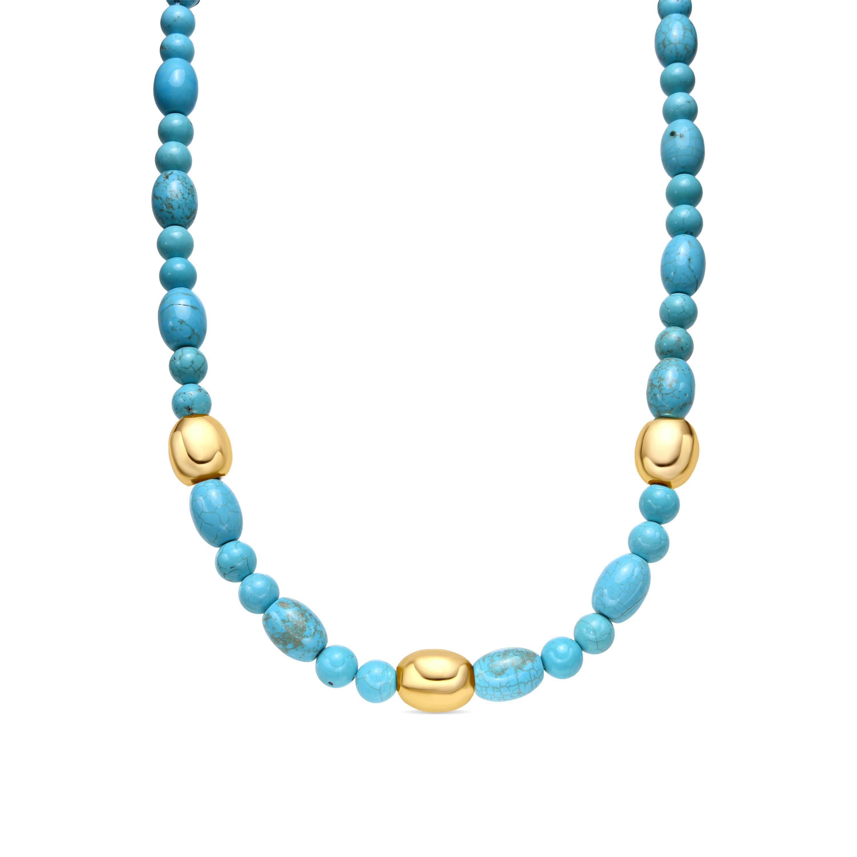 Collar de Plata de Ley 925 y Turquesa acabado oro amarillo de 18k Shyra