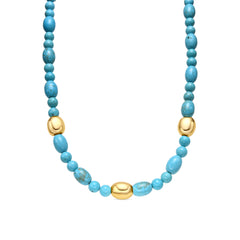 Collar de Plata de Ley 925 y Turquesa acabado oro amarillo de 18k Shyra