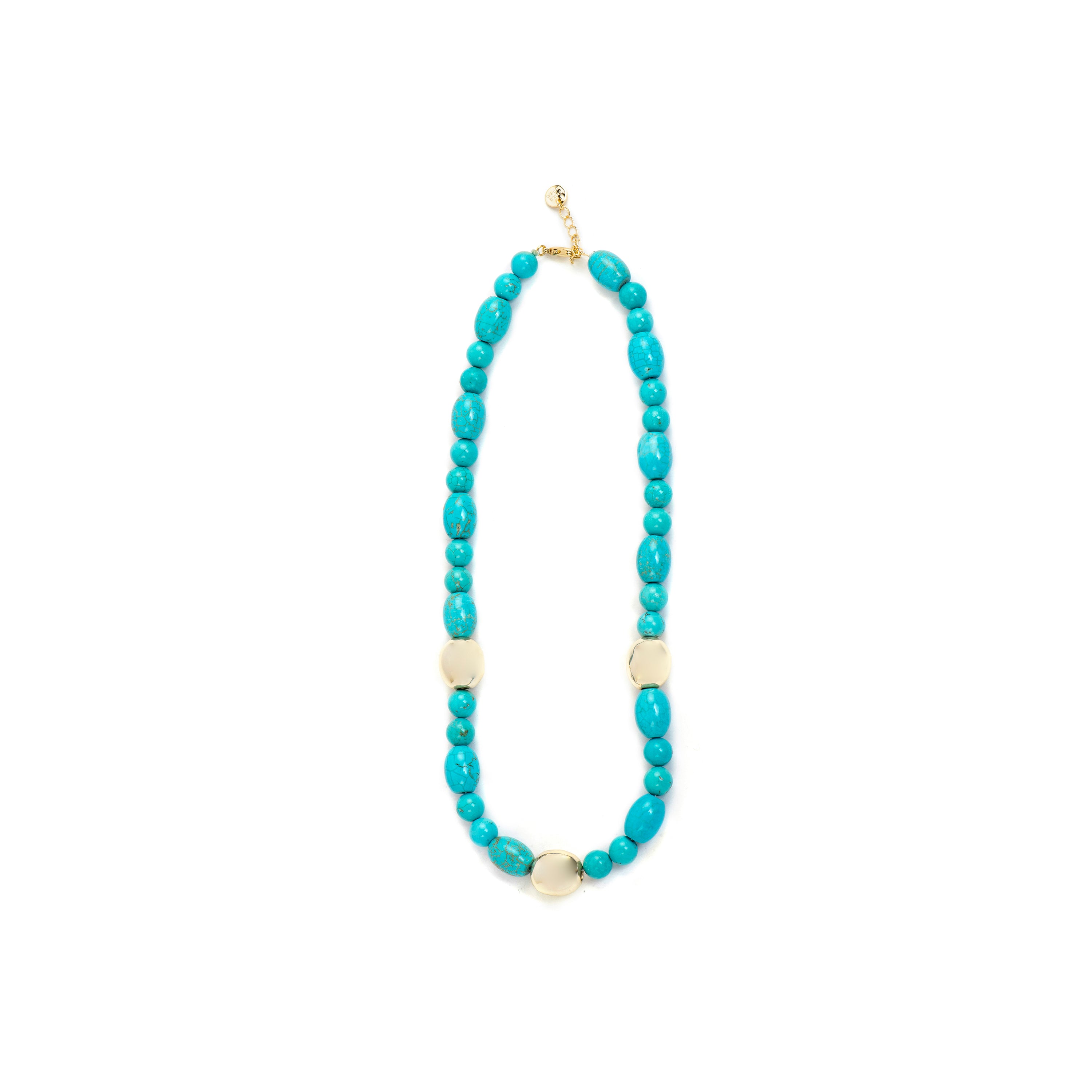 Collar de Plata de Ley 925 y Turquesa acabado oro amarillo de 18k Shyra