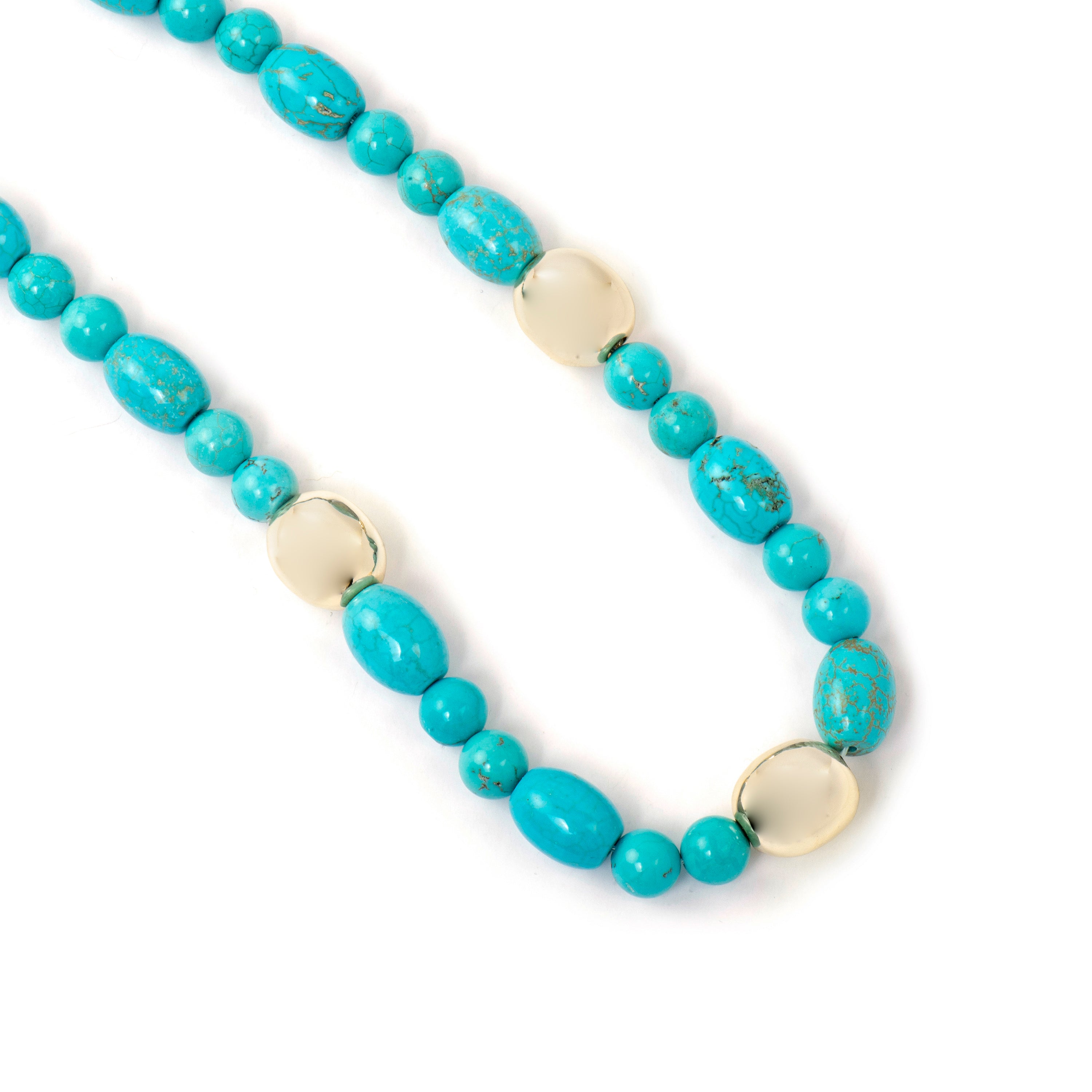 Collar de Plata de Ley 925 y Turquesa acabado oro amarillo de 18k Shyra