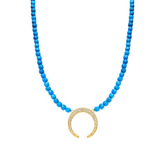 Collar de Plata de Ley 925 y Turquesa acabado oro amarillo de 18k - Wasa