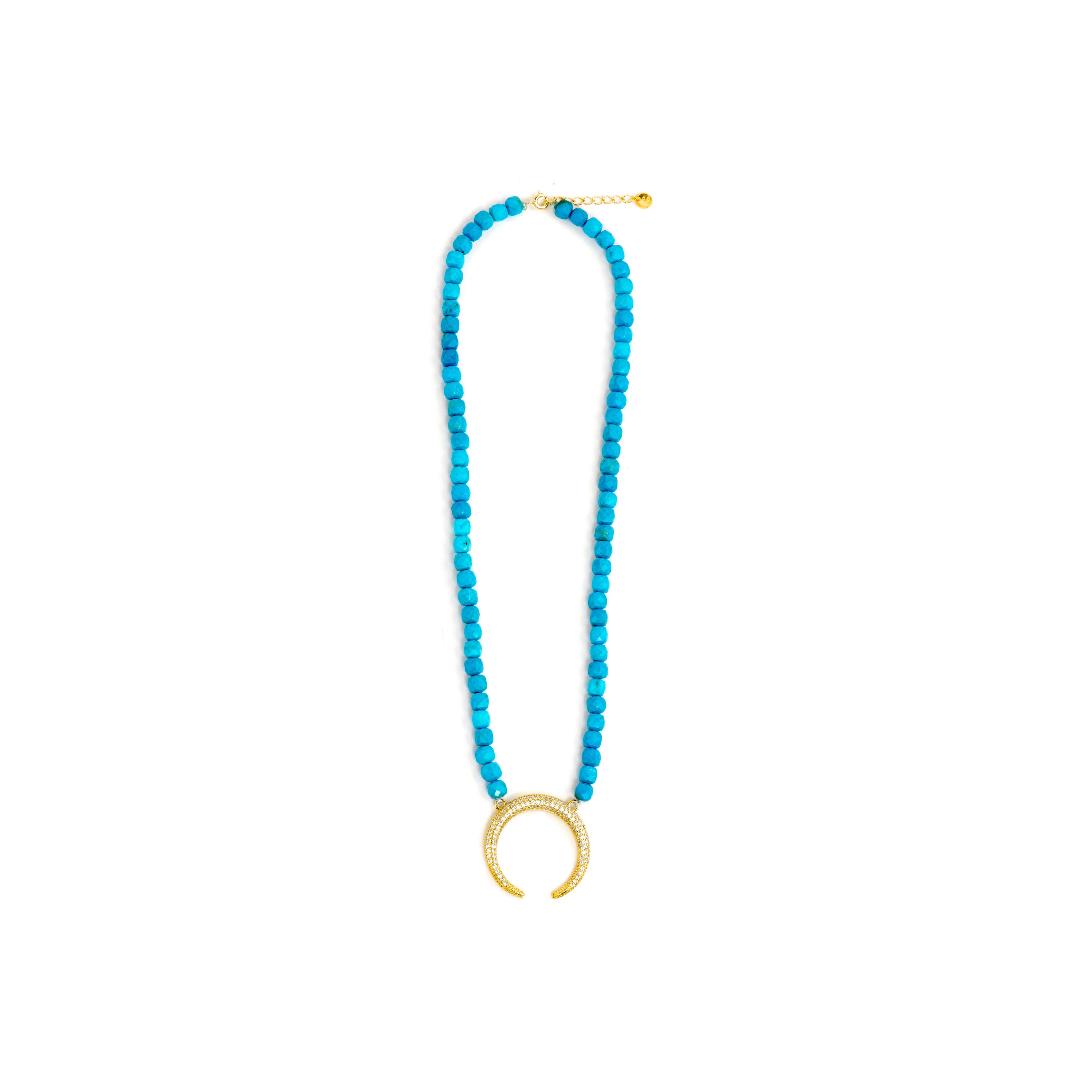 925 Sterling Silver and Turquoise Necklace with 18k Yellow Gold Finish - Wasa