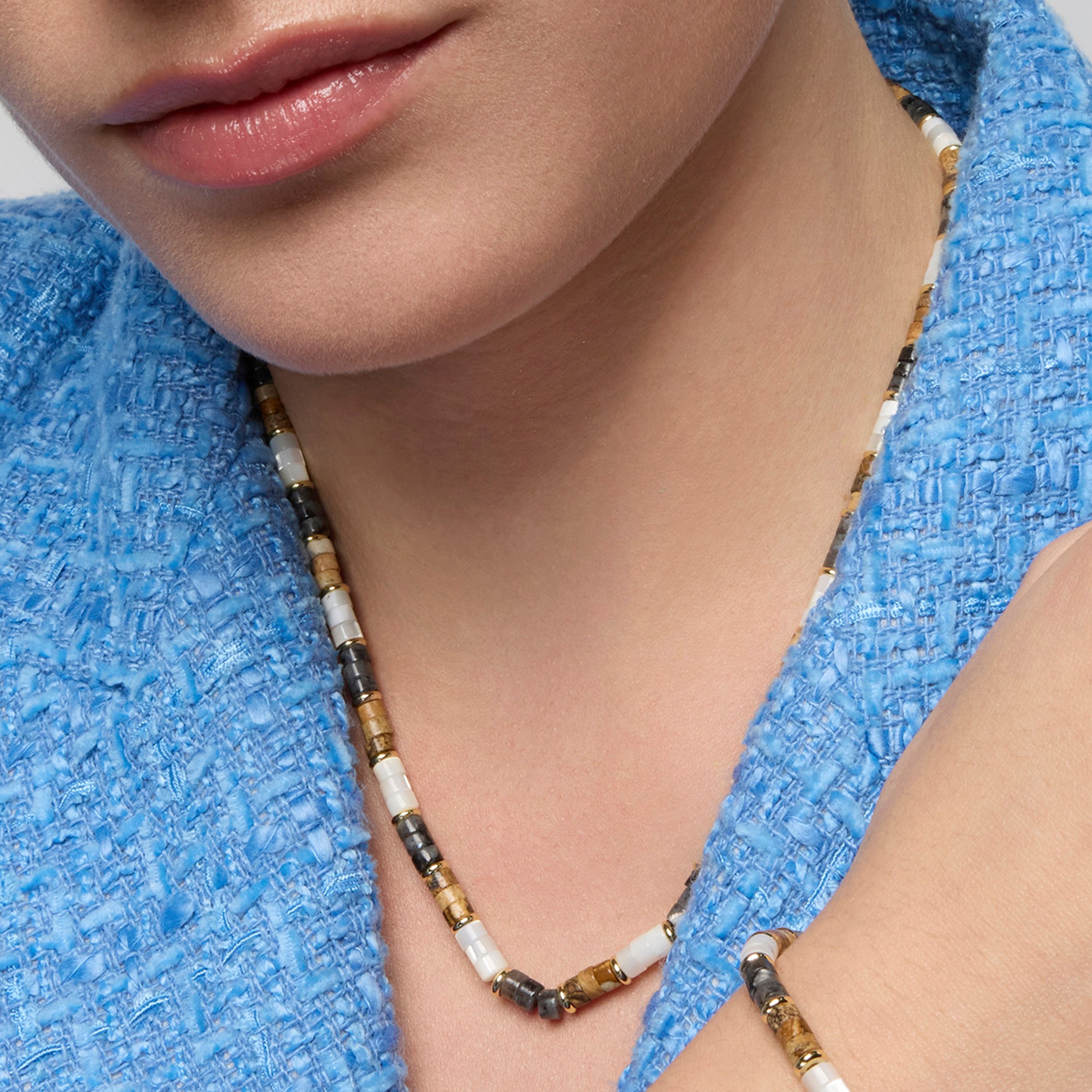 925 Sterling Silver Necklace with 18k Yellow Gold Finish and Tiger's Eye - Fale