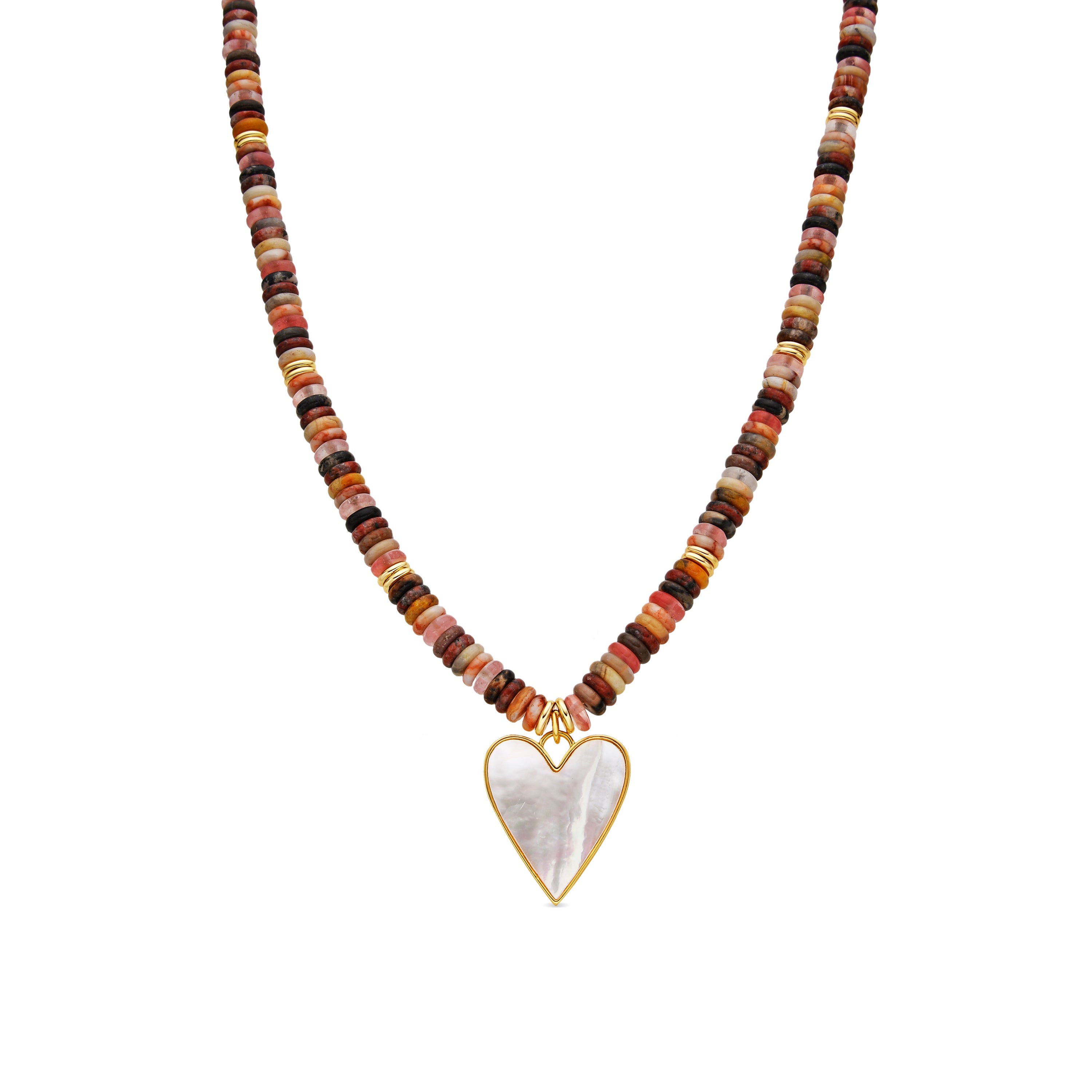 Halskette aus 925er Sterlingsilber und mehrfarbigem Achat mit 18k Gelbgold-Finish Umex