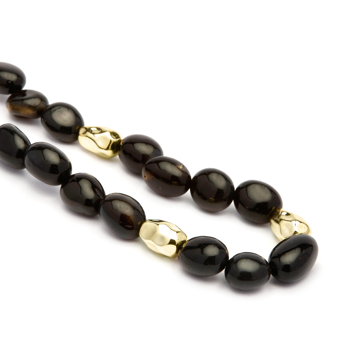 Collar de Plata de Ley 925 y Agata Negra acabado oro amarillo de 18k - Melga