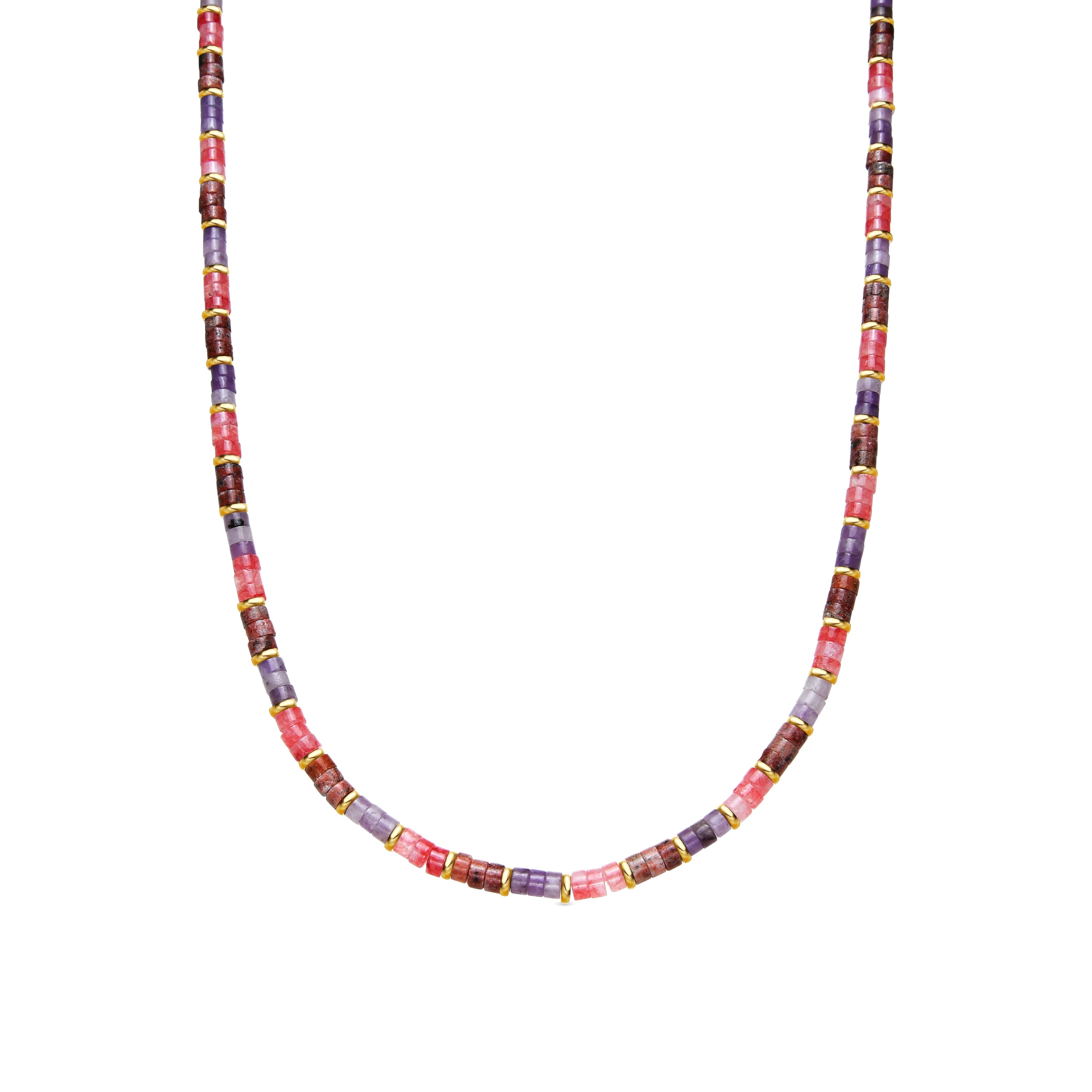 925 Sterling Silver Necklace with Natural Amethyst finished in 18k Yellow Gold - Abolg