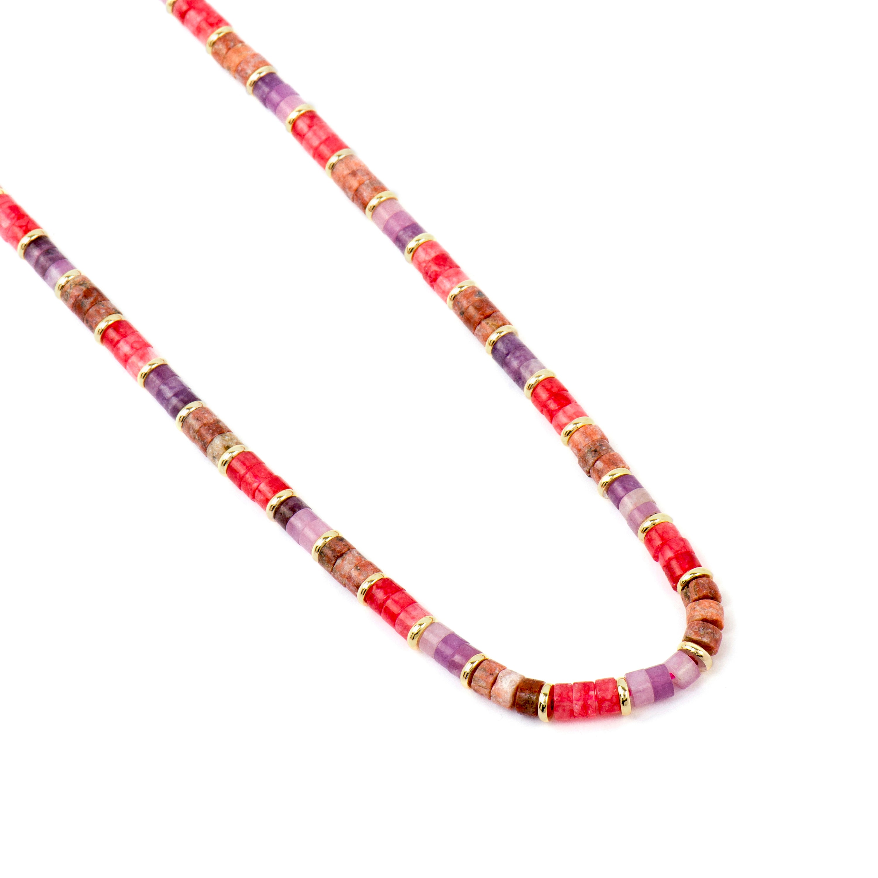 925 Sterling Silver Necklace with Natural Amethyst finished in 18k Yellow Gold - Abolg