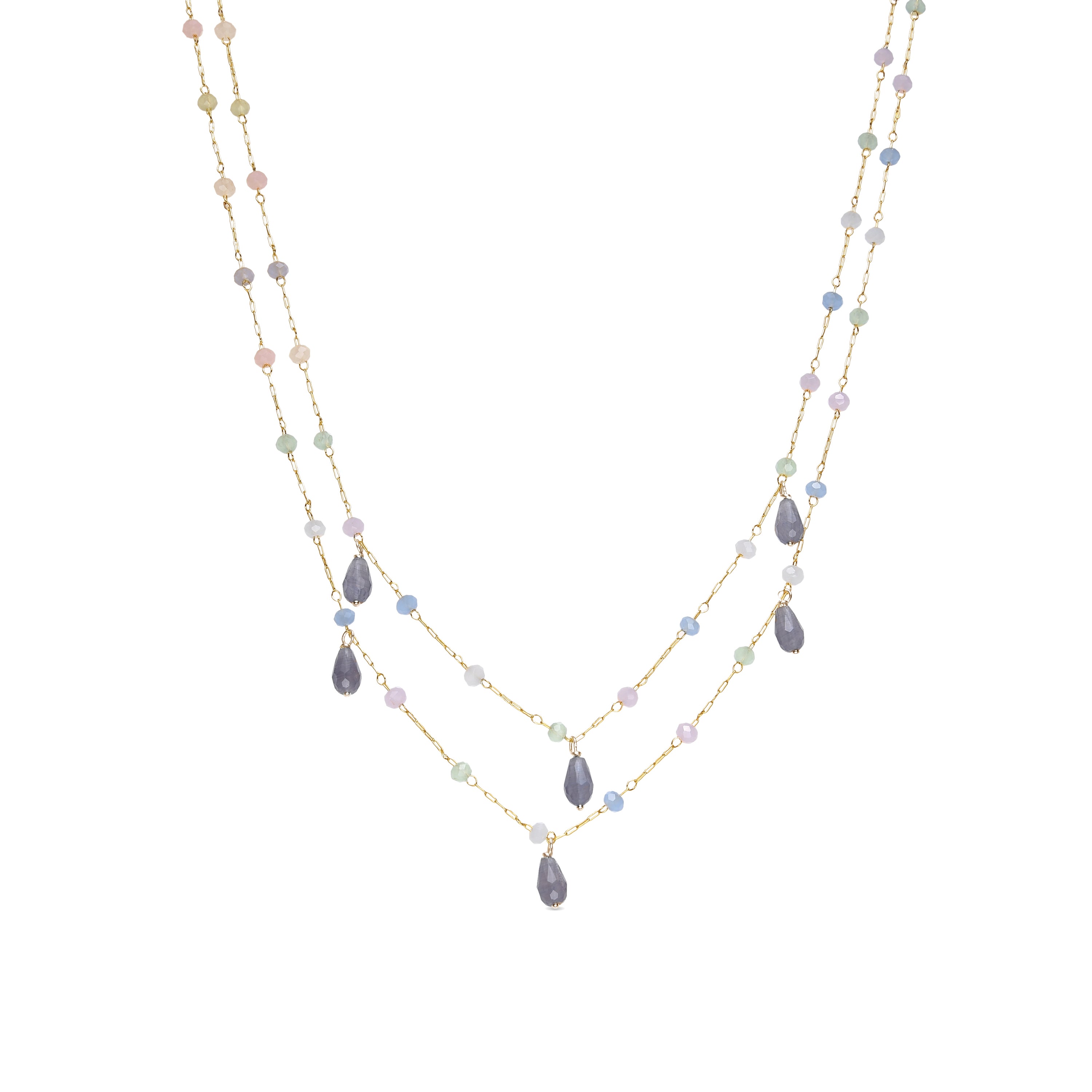 925er Sterlingsilber-Halskette und mehrfarbiger hydrothermaler Quarz mit Rhodium-Finish - Tanax