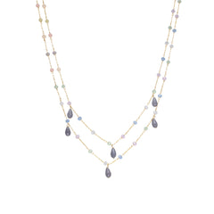 925 Sterling Silver Necklace with Multicolor Hydrothermal Quartz, Rhodium Finish - Tanax