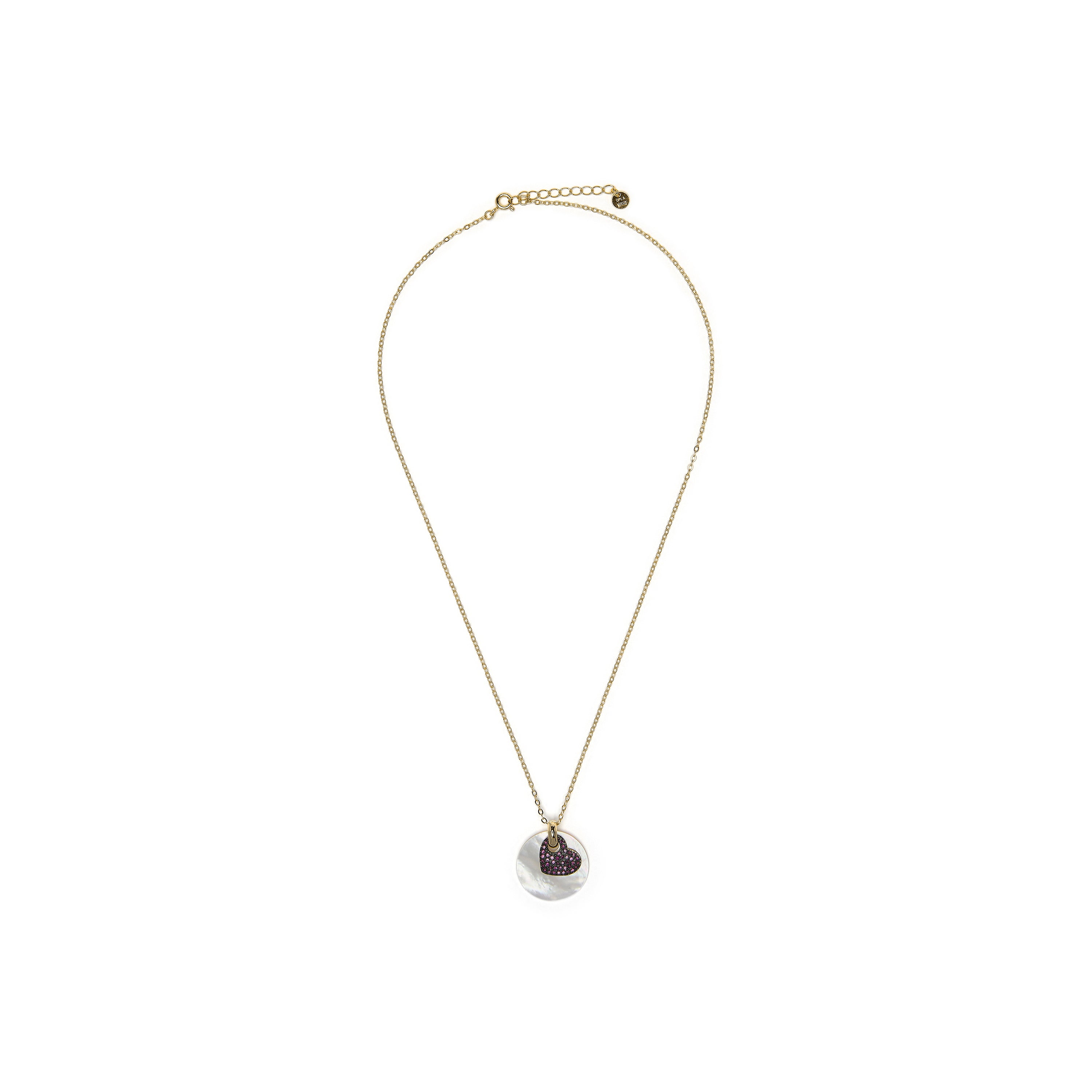 Collana in argento sterling 925 e zircone rubino con finitura in oro giallo 18k - Cuore