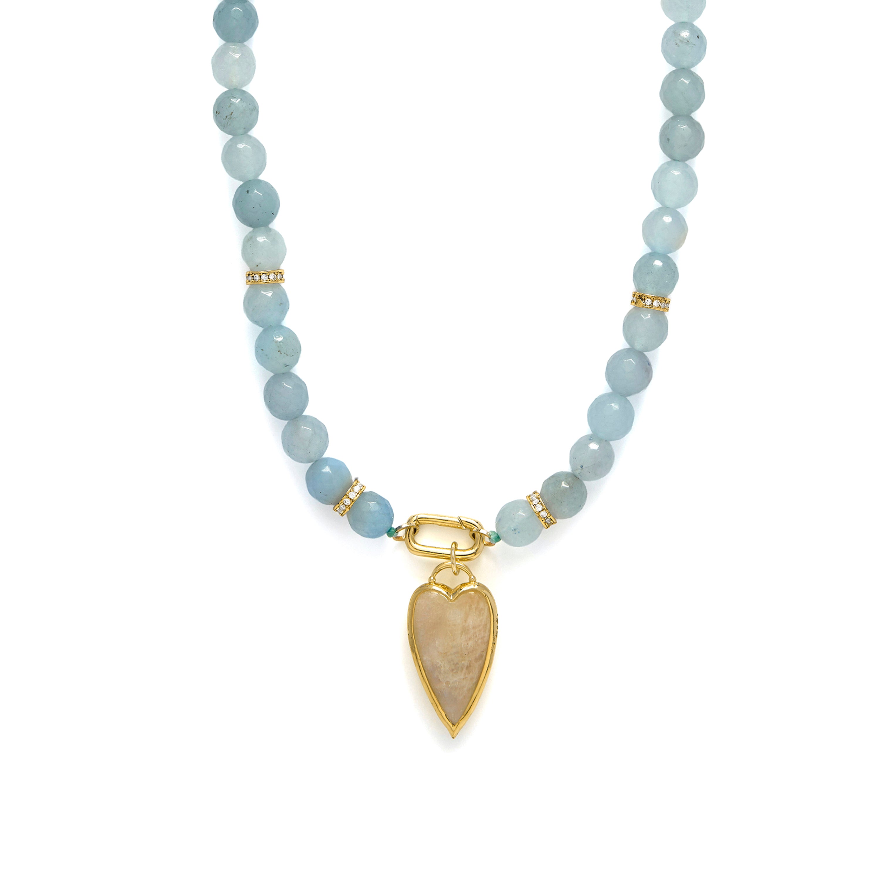 Collier en argent sterling 925 et jade bleu fini en or jaune 18k - Zaty