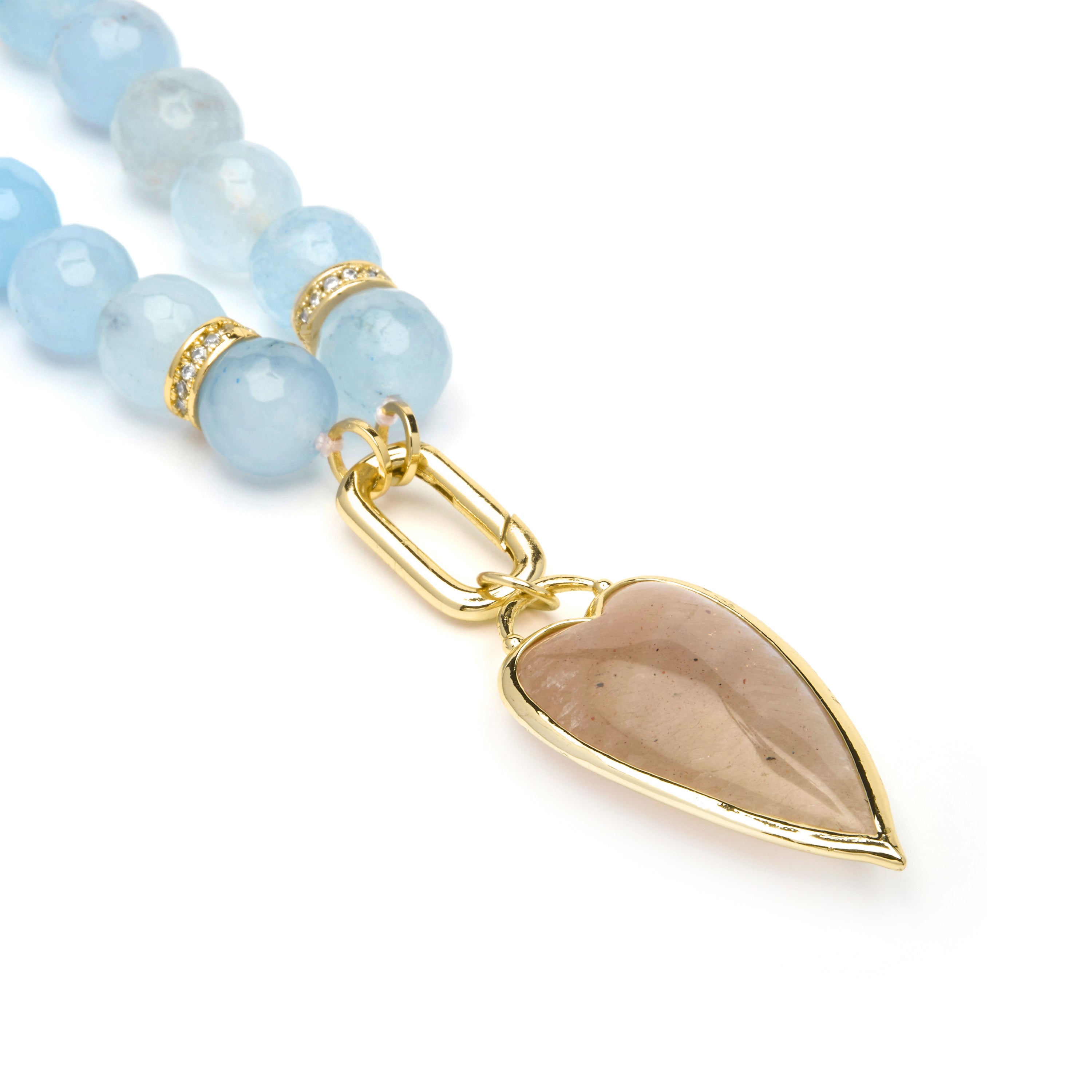 Collier en argent sterling 925 et jade bleu fini en or jaune 18k - Zaty