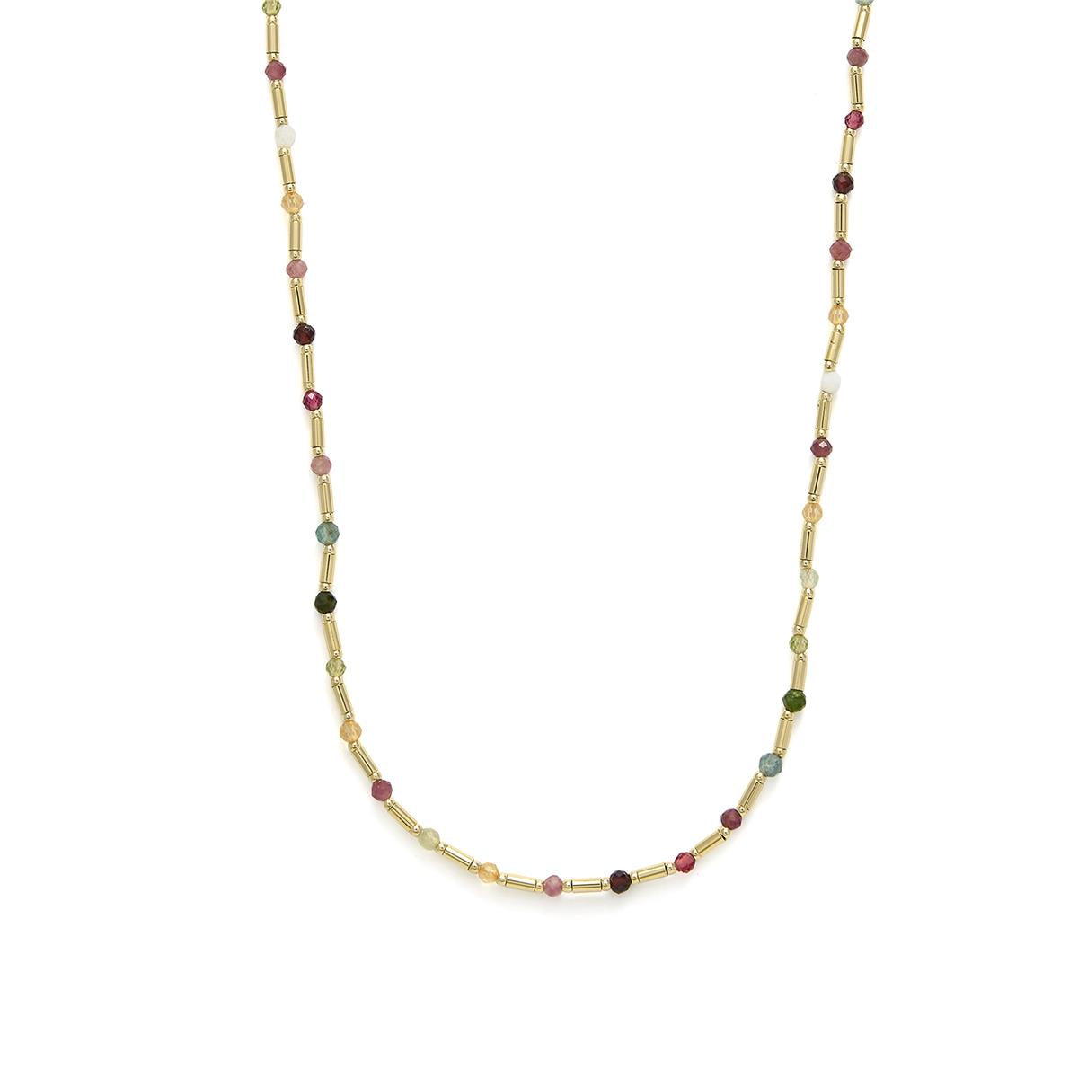 Collar de Plata de Ley 925 y Turmalina Multicolor acabado en oro amarillo 18k - Otssy