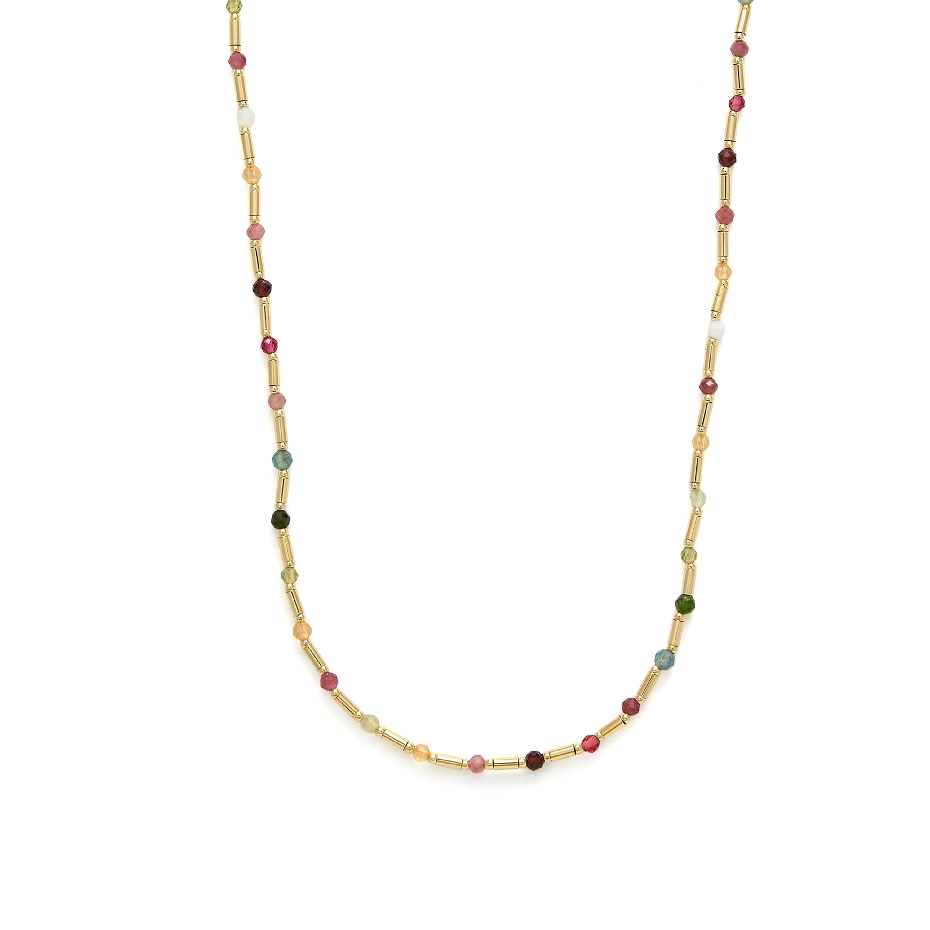 Halskette aus 925er Sterlingsilber und mehrfarbigem Turmalin mit 18k Gelbgold-Finish - Otssy